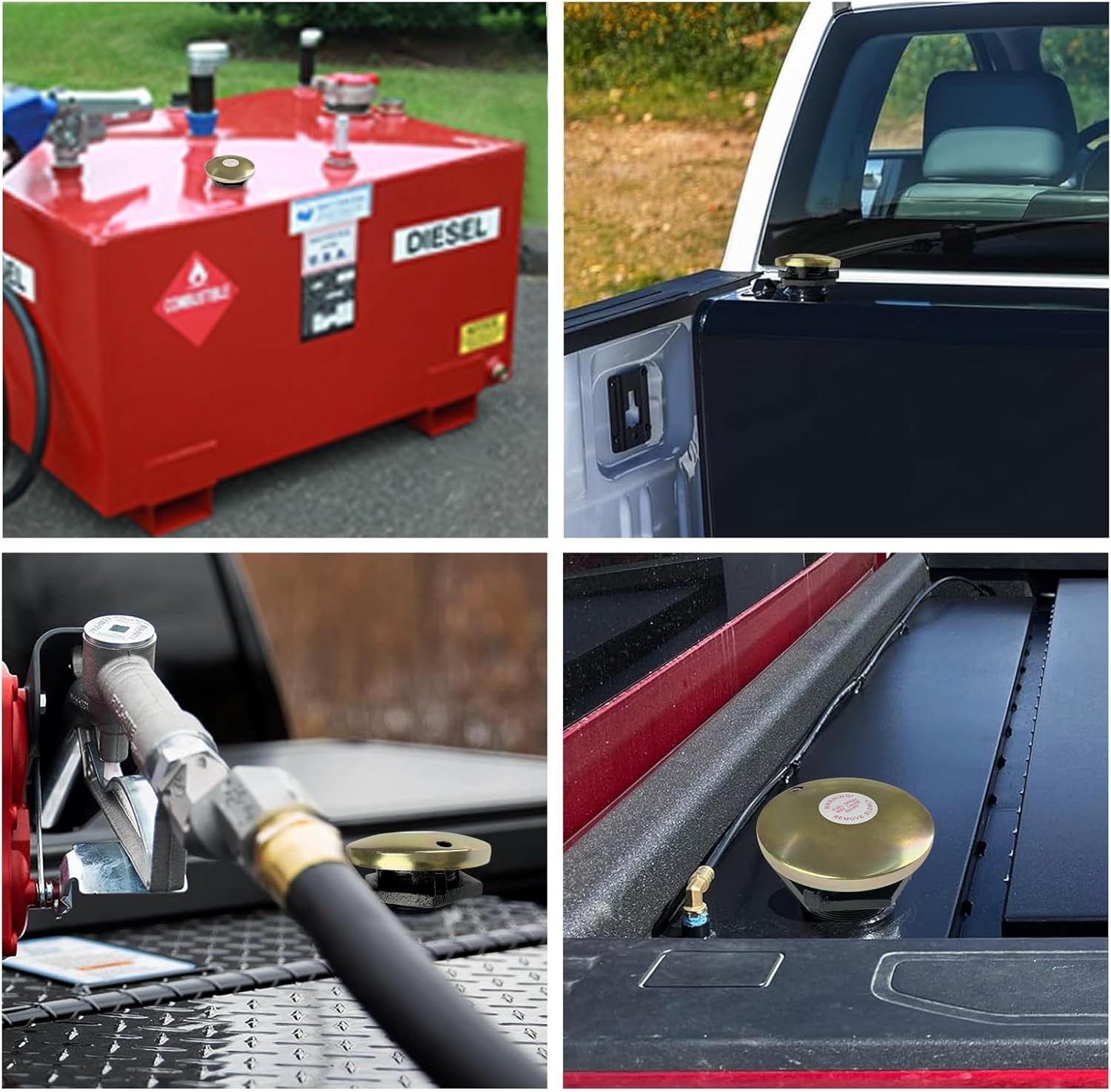 Transfer Tank Vented Cap with Threaded Neck, Vented Fuel Tank Cap with 2 In Base