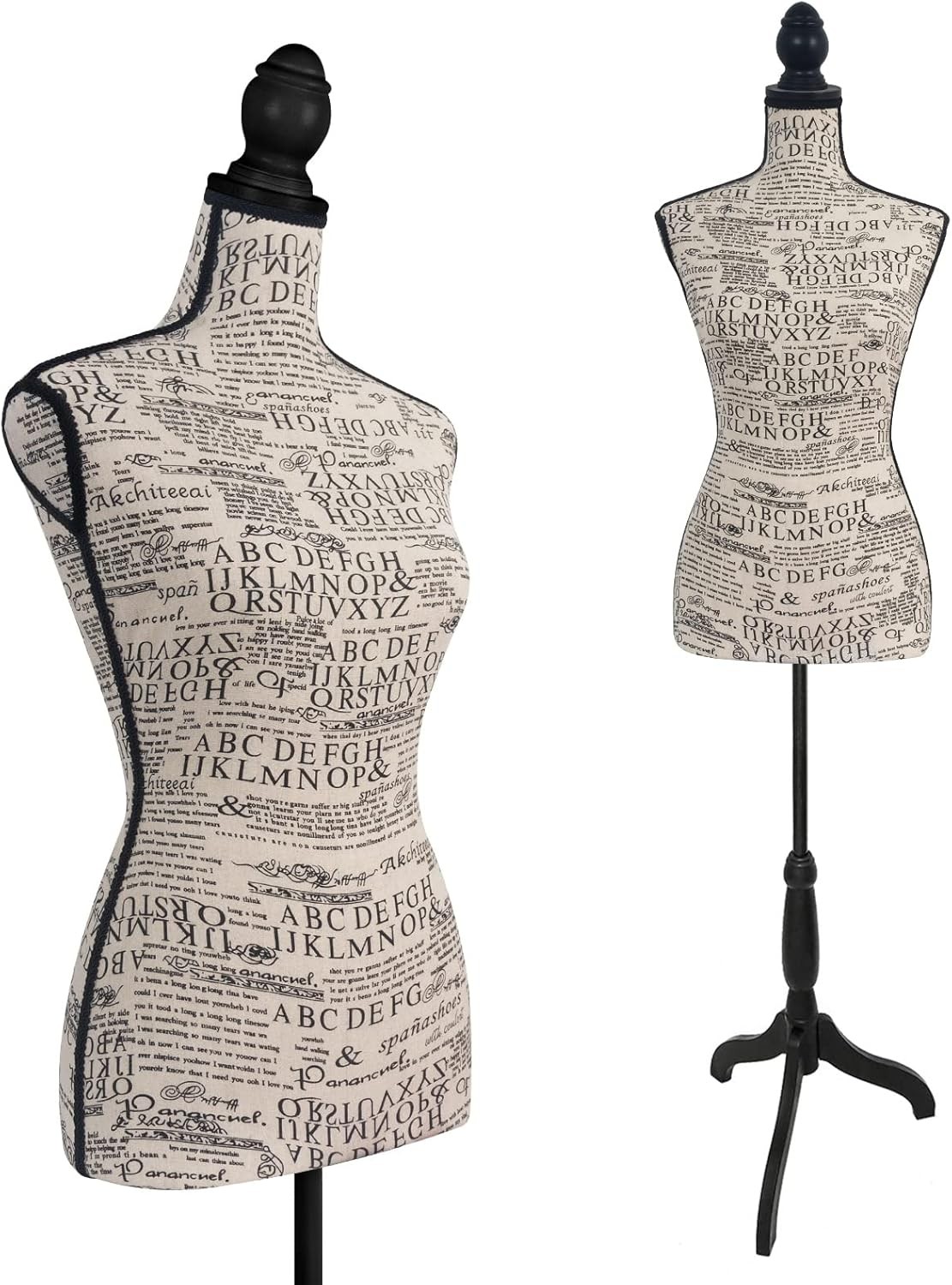 Fabric Female Mannequin Body,Dress Form Sewing with Adjustable Tripod Stand