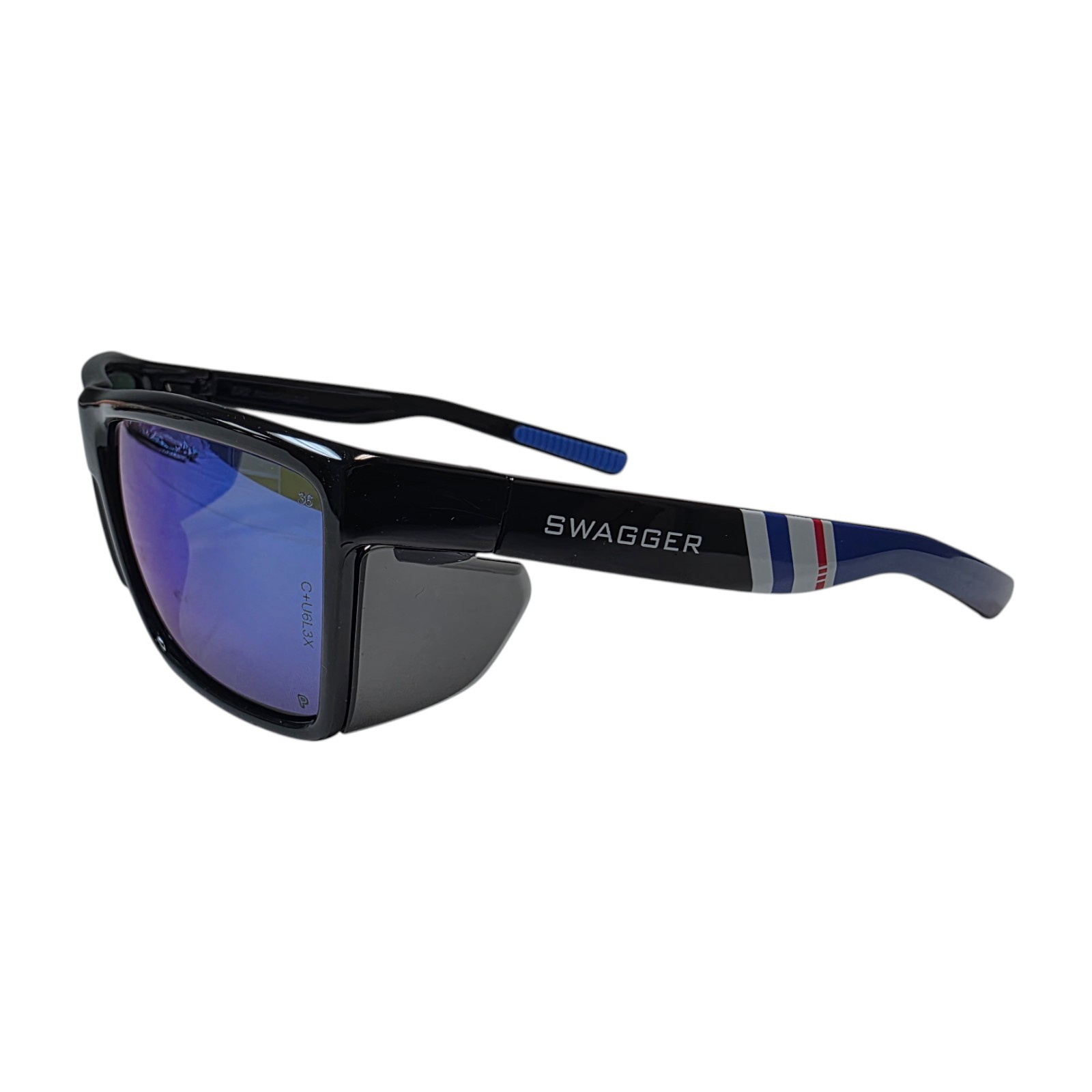 SR2 Swagger Safety Glasses Blue Mirror Polarized Lenses & Soft TPR Nose Pad