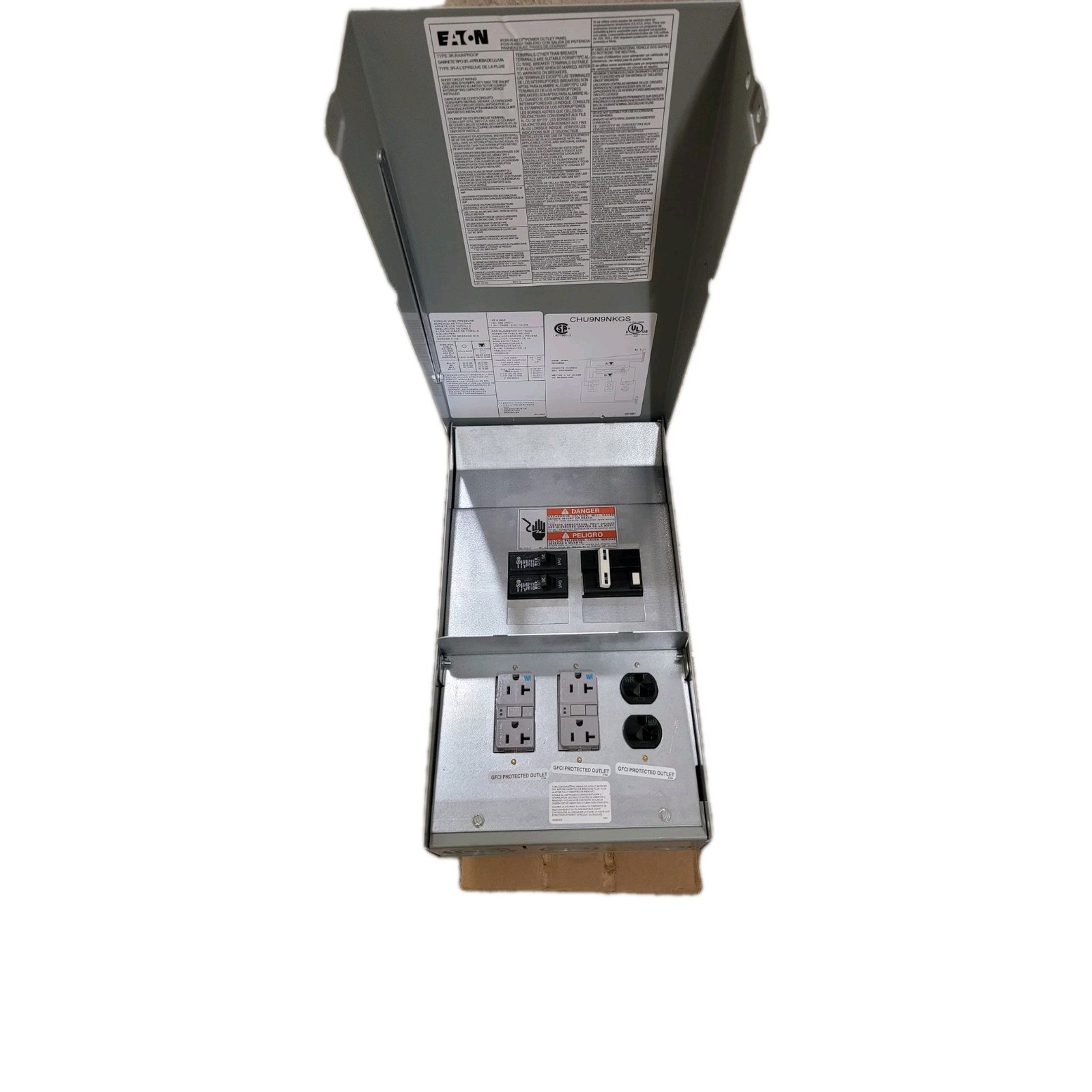 Eaton 125A Power Outlet Panel Surface Mount 1PH 3W CHU9N9NKGS 20a 240v Gfci