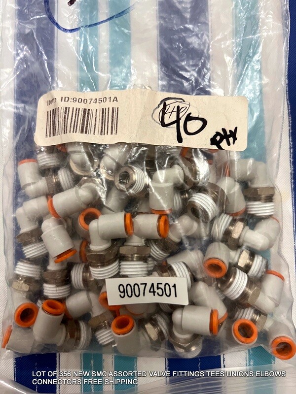 356 NEW SMC ASSORTED VALVE FITTINGS TEES UNIONS ELBOWS CONNECTORS FREE SHIPPING