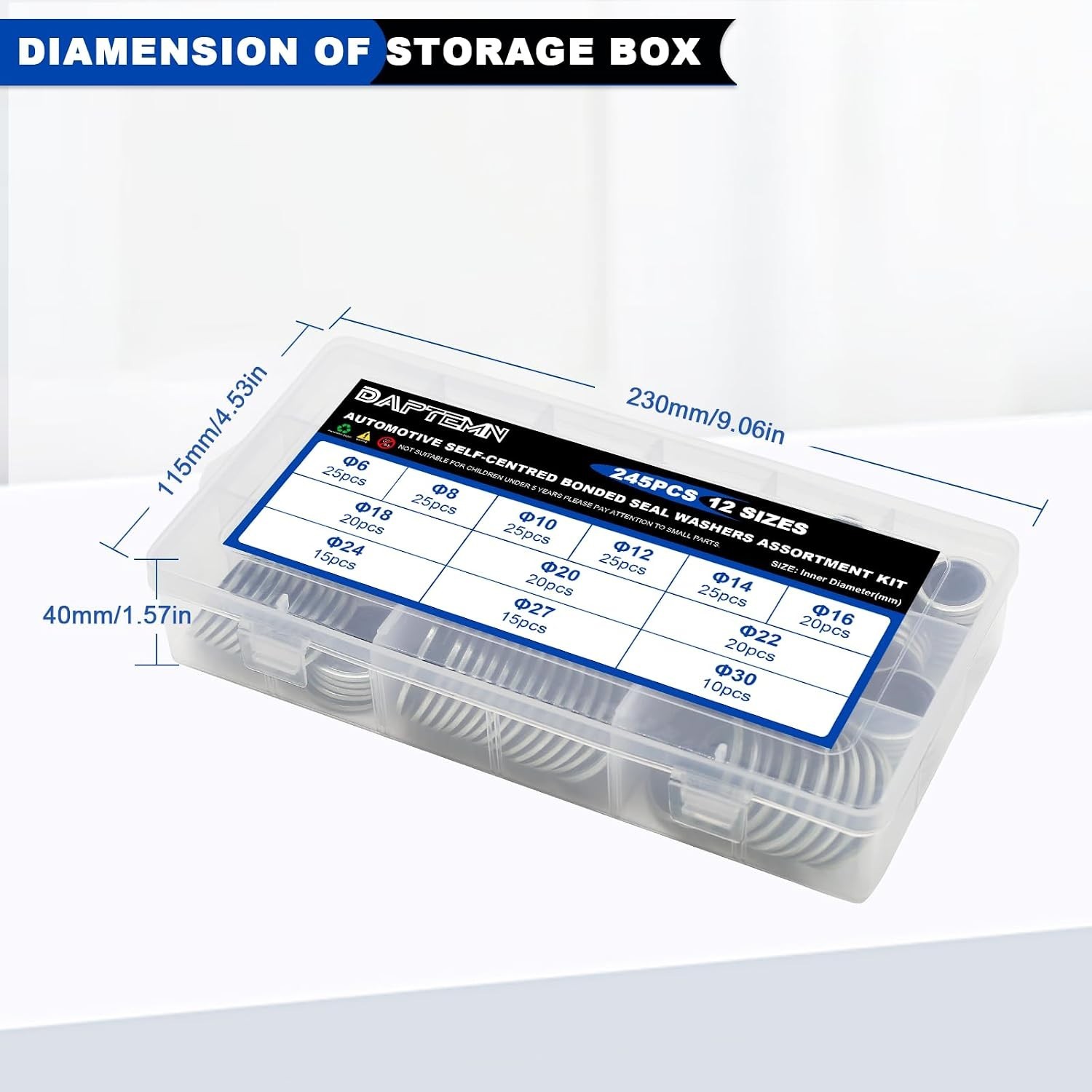 245PCS Metric Bonded Sealing Washers, 12 Sizes Rubber Washers Kit | NBR Metric Z