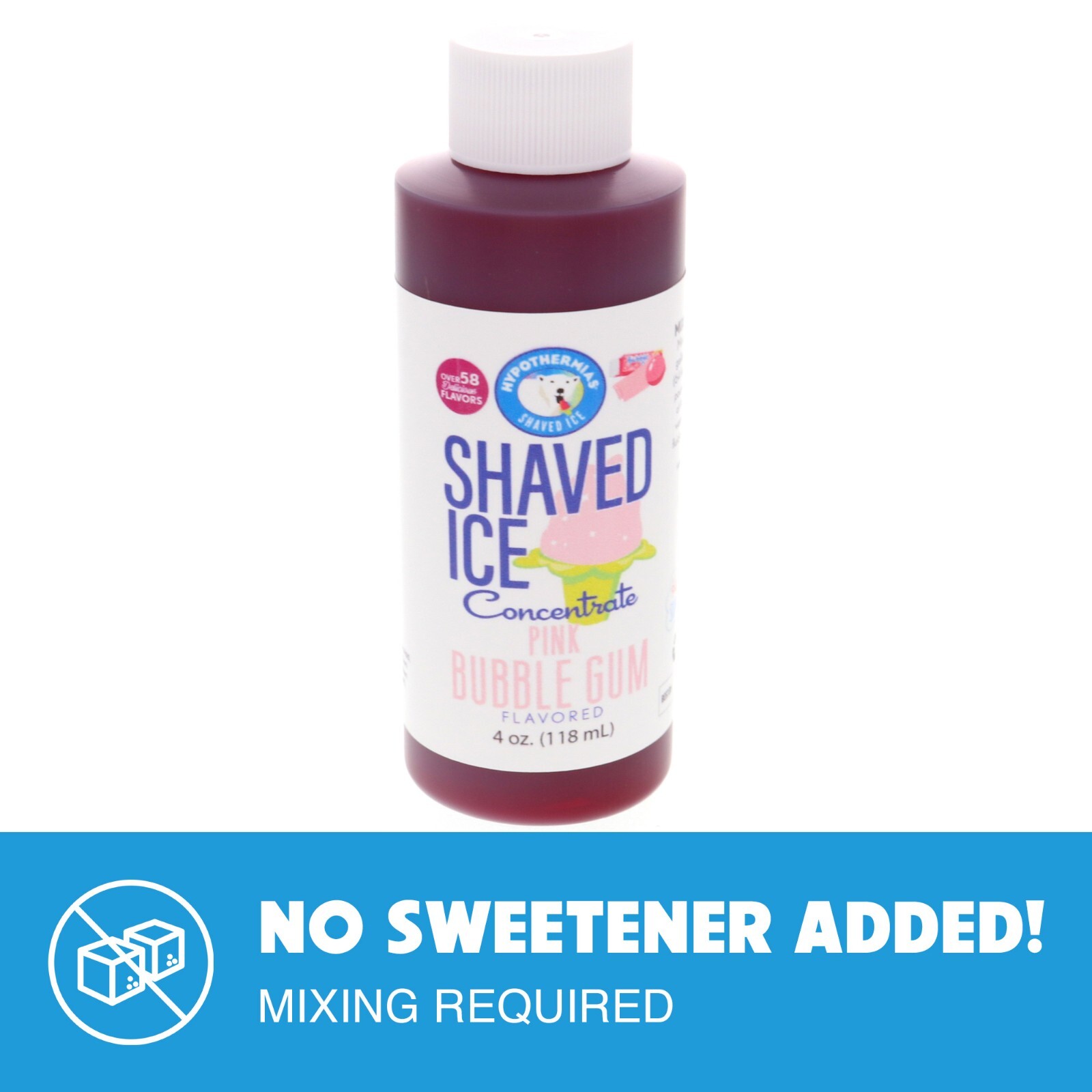 Pink Bubble Gum Shaved Ice and Snow Cone Unsweetened Flavor Concentrate 4 Fl Oz