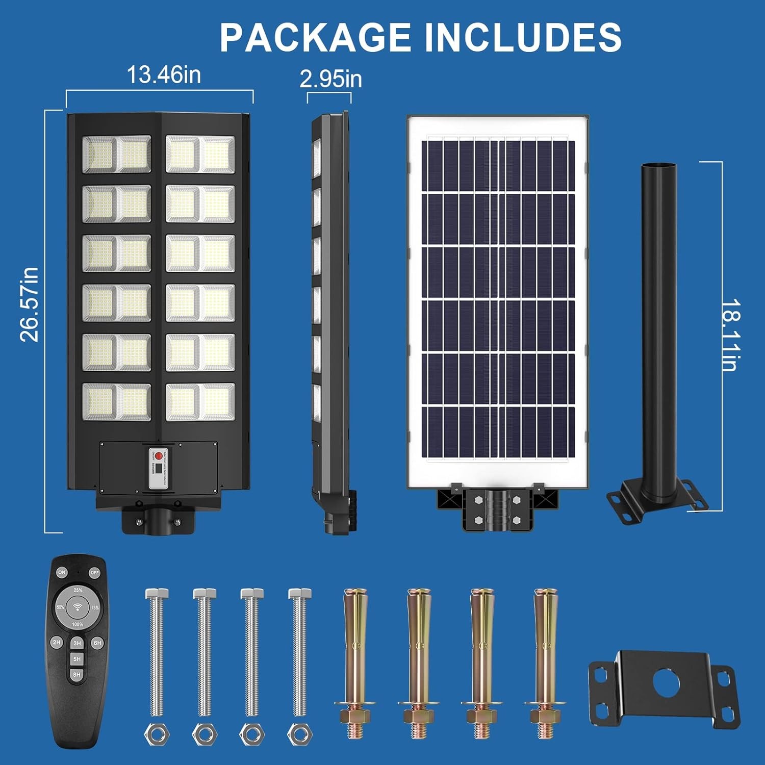 Solar Street Lights Outdoor 160000LM Waterproof IP66 For Driveway Parking Lot US