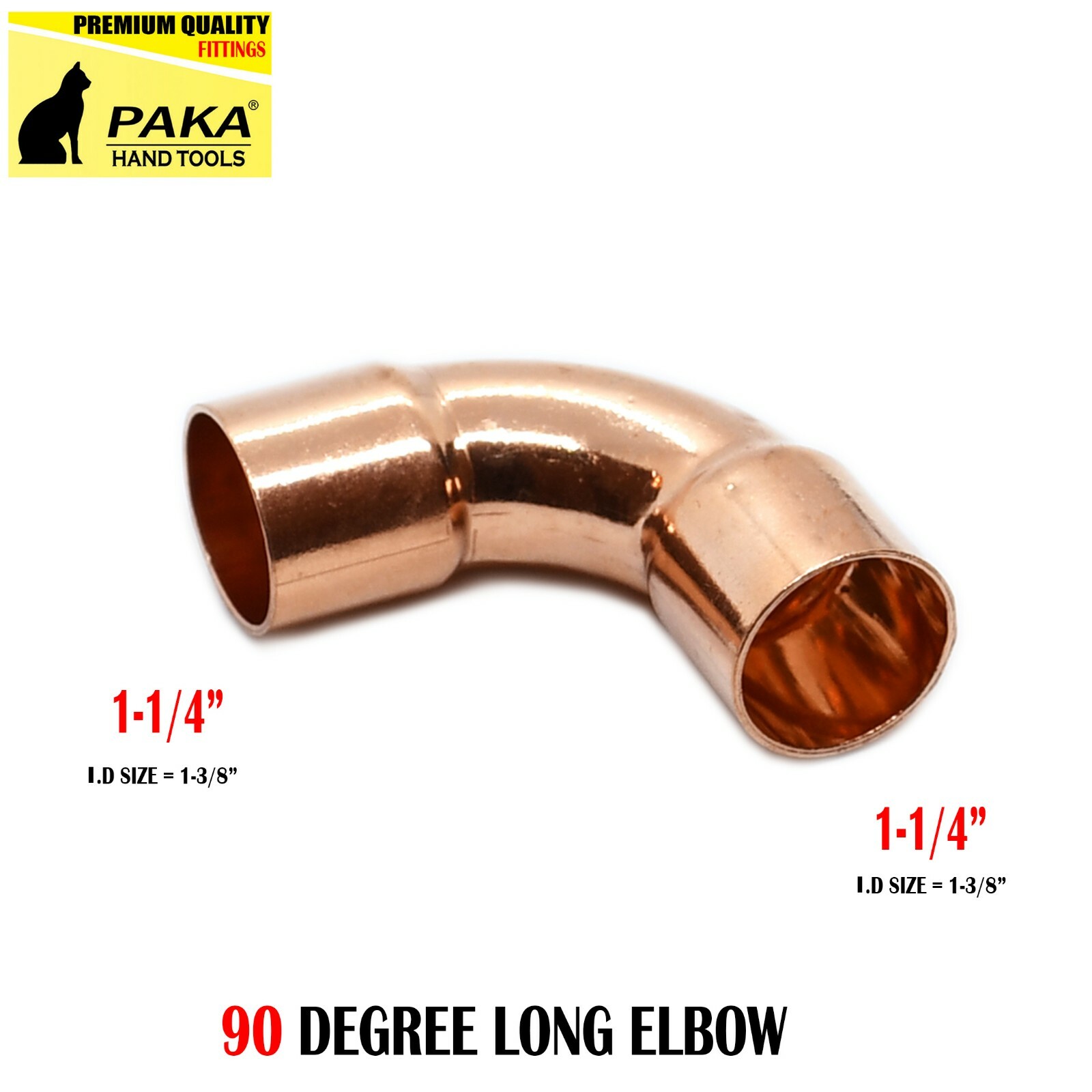 (1PACK) 1-1/4″ CxC Wrot Copper 90° Long Turn Elbow For 1-3/8″O.D. Pipe
