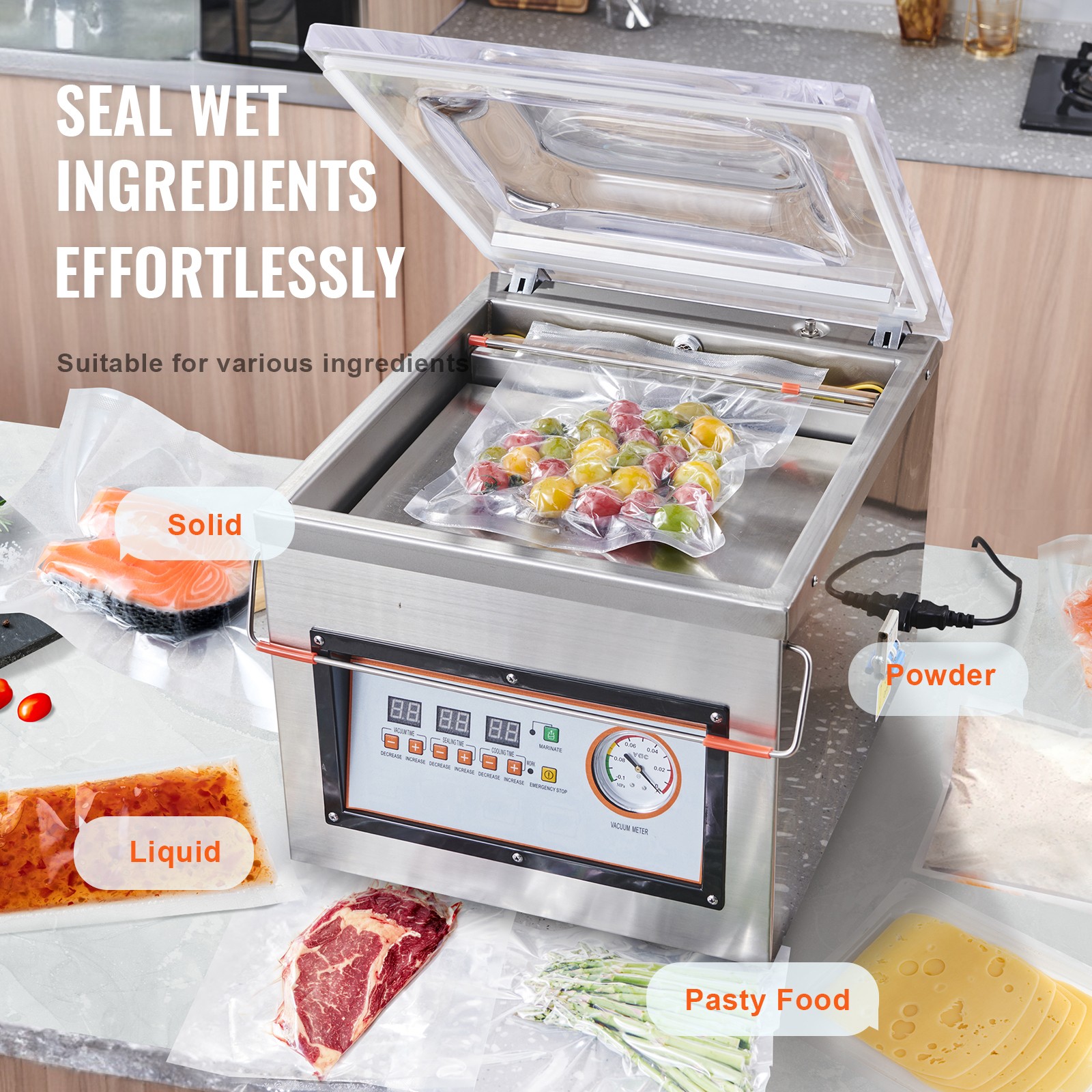 DZ-260C Chamber Vacuum Sealing Packing Machine 320W Commercial Vacuum Sealer
