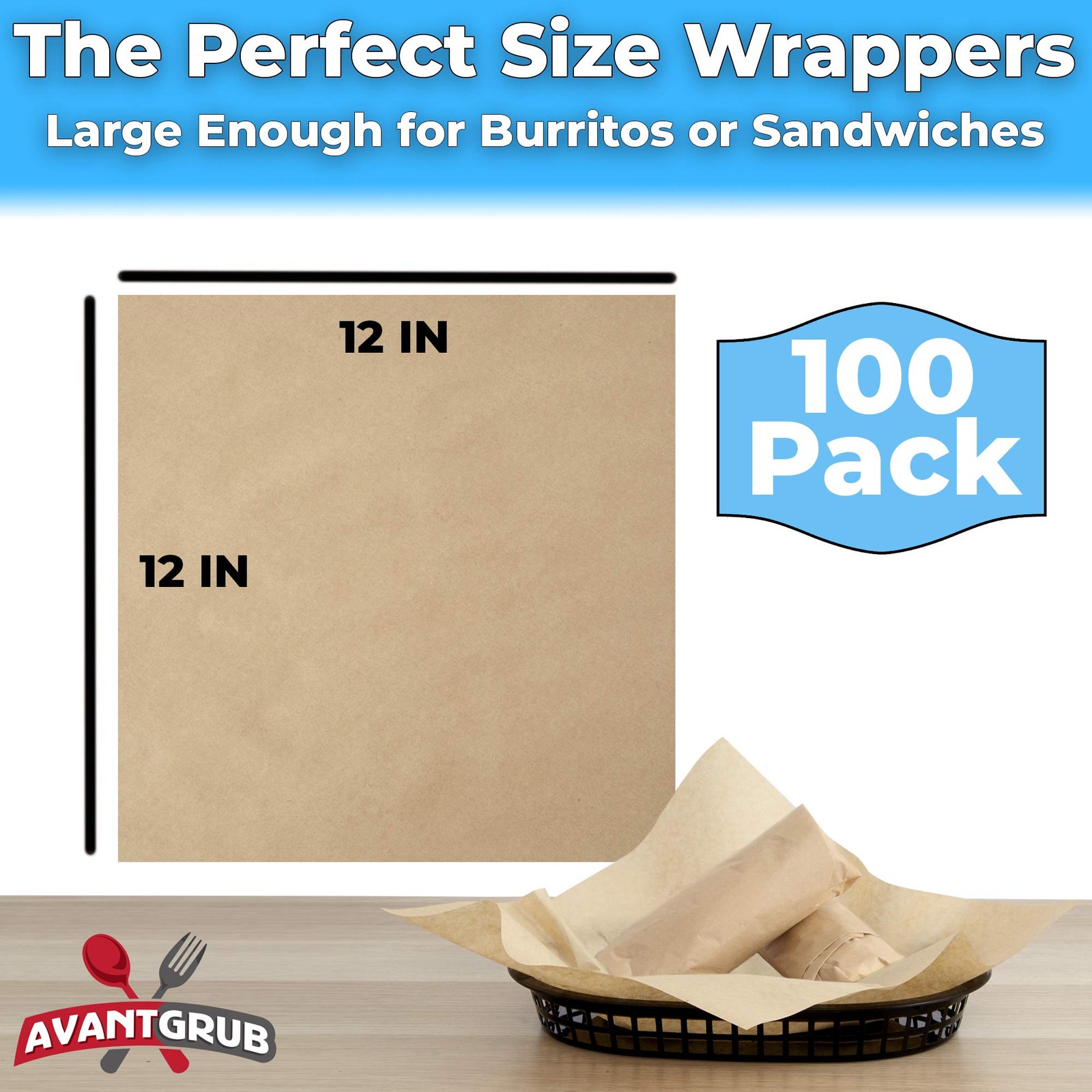 Eco Friendly, Grease Proof 12 X Deli Wrap 100 Pk. Best Food Wrapping Paper For