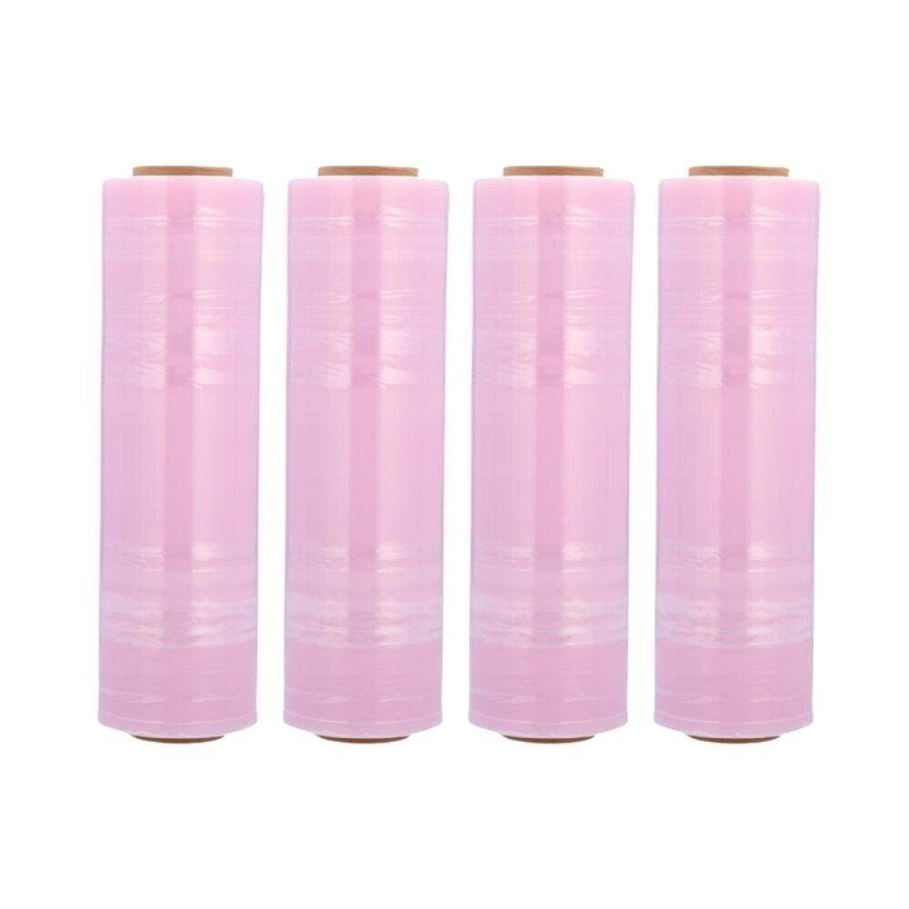 4 Rolls 18″x1500′ (80 Gauge) Anti-Stat Stretch Film Hand Shrink Wrap, Tint Pink