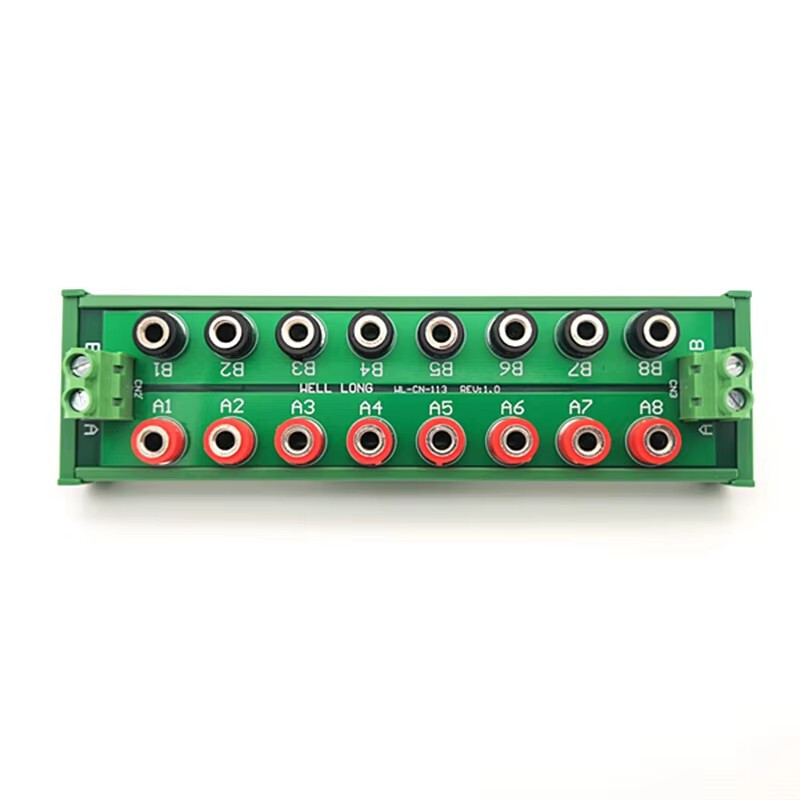 DIN Rail Mounting DC Power 2 x 8-Bit Banana Jack Power Distribution Module.