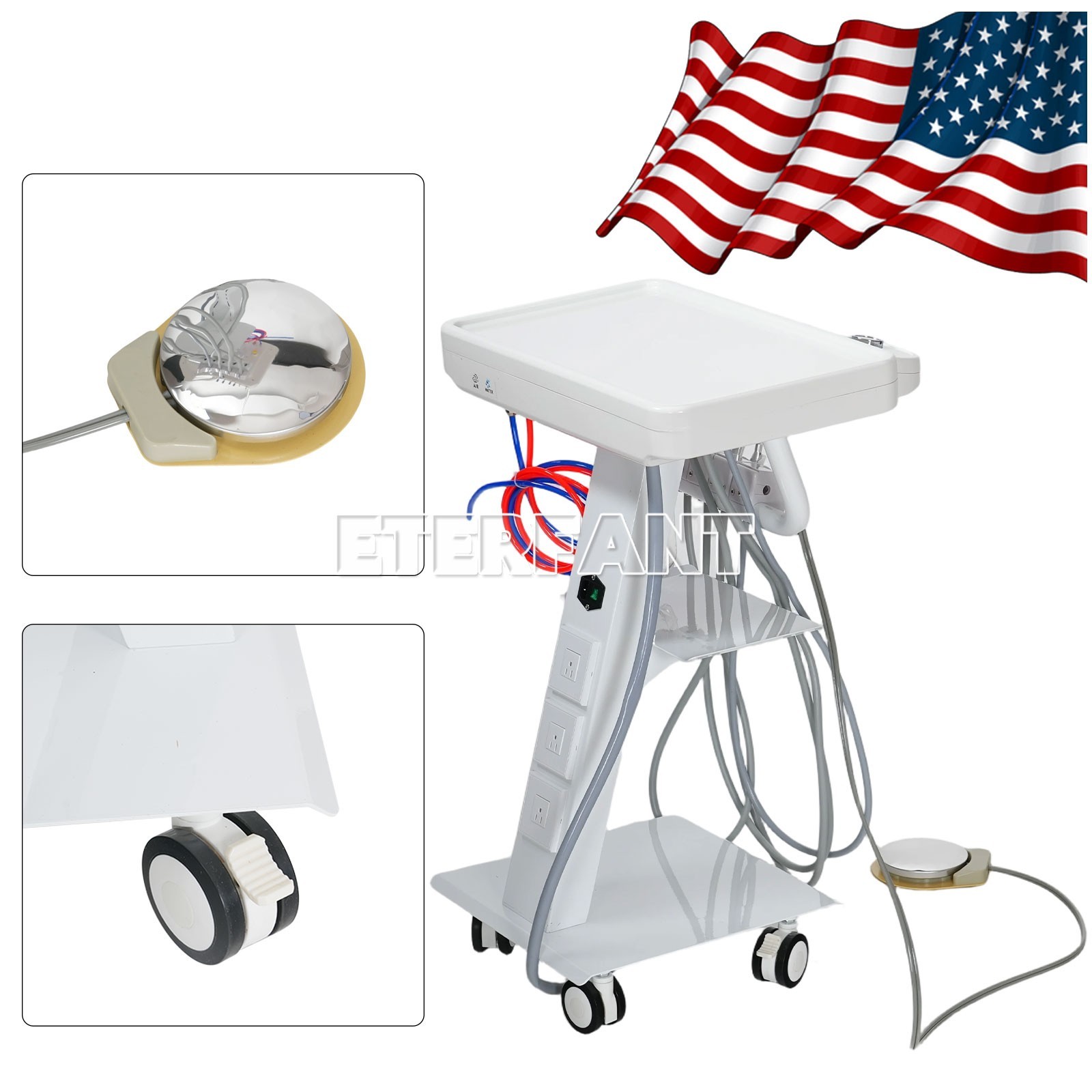 ETERFANT Dental Mobile Delivery Unit System Portable Cart 4 Holes GU-P302S/B029