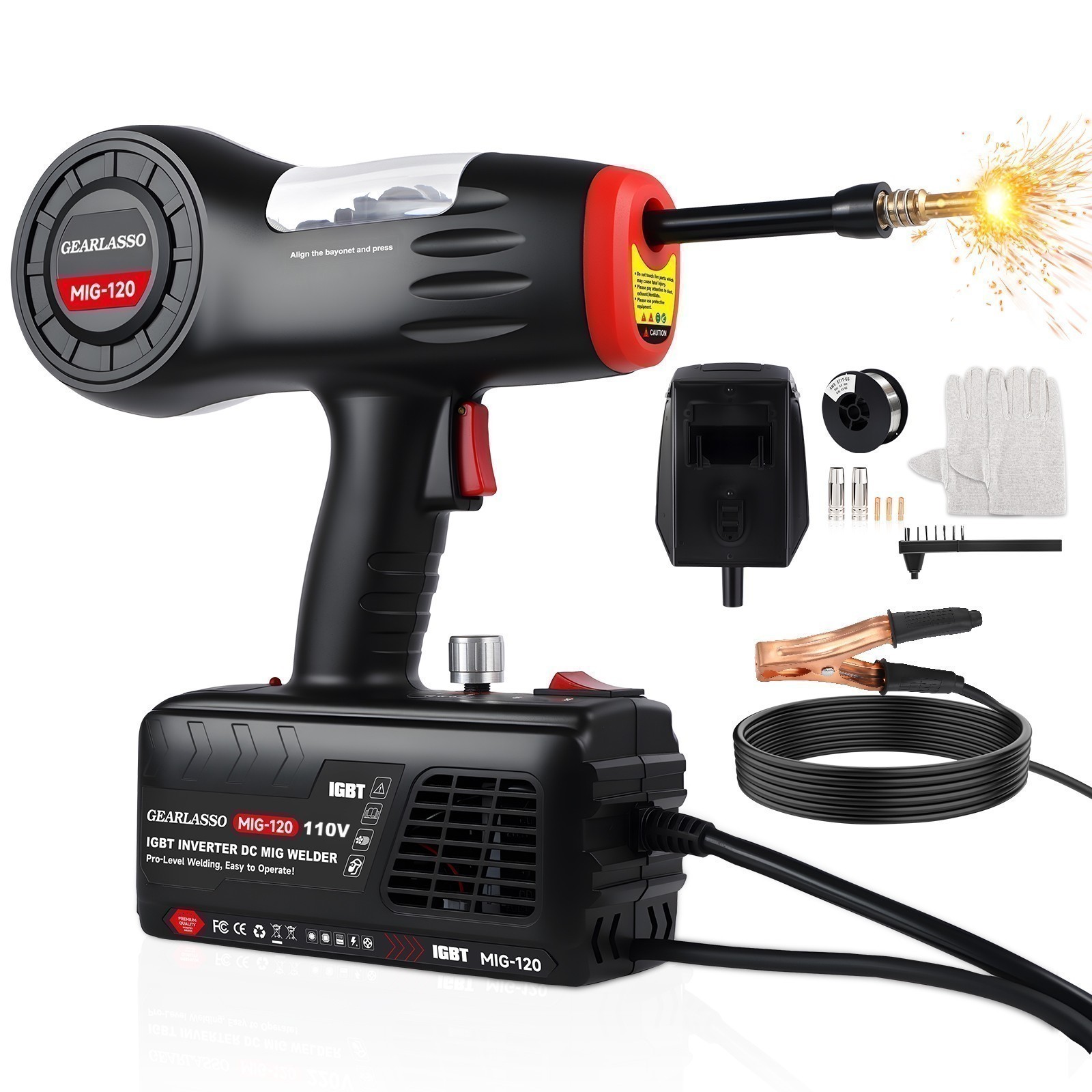 Handheld 110V/120A MIG Welding Machine Gasless Flux Core Welder Easy-to Operate