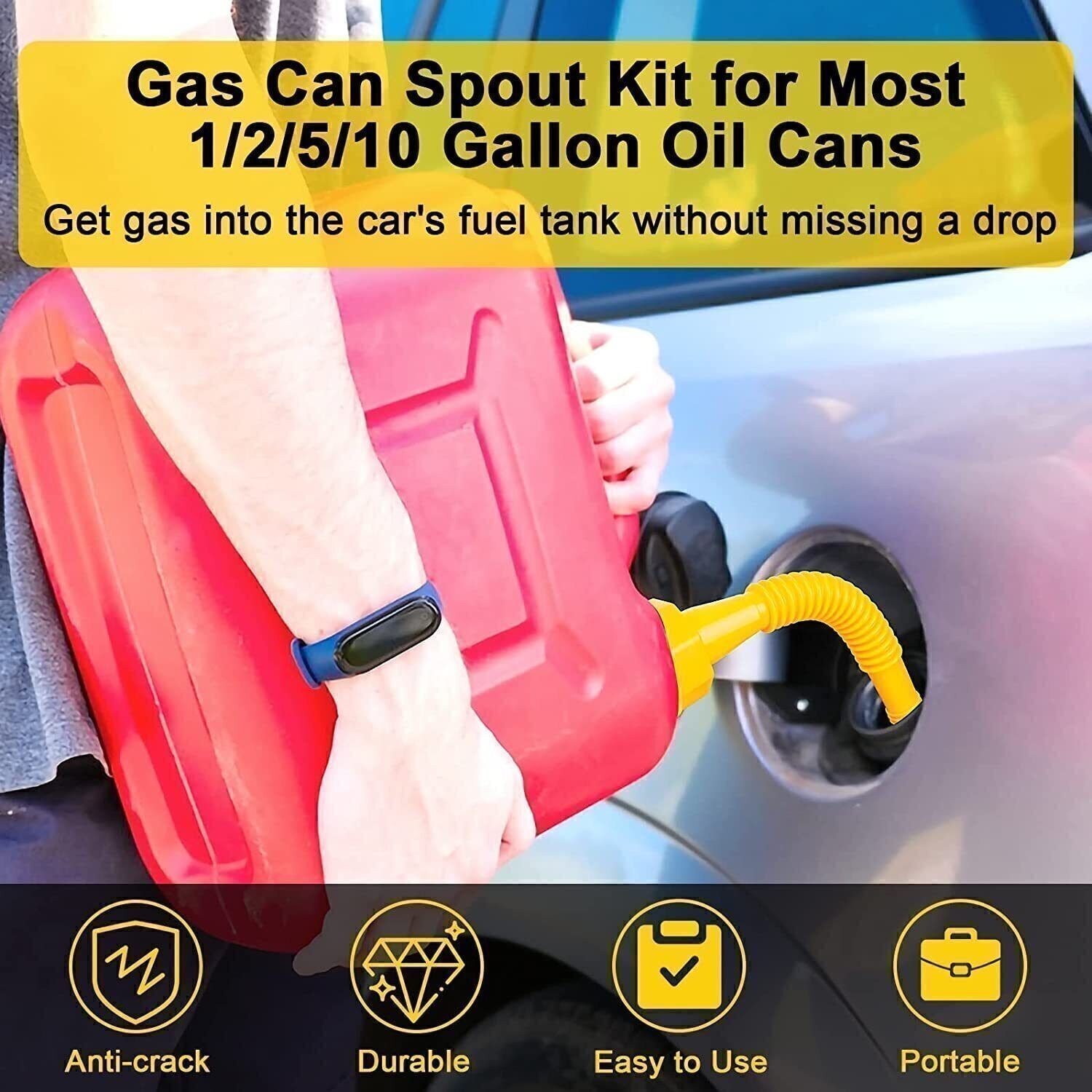 3PACK For Old Gas Can Fill Fuel Diesel Water Jug Replacement Spout with Vent Kit