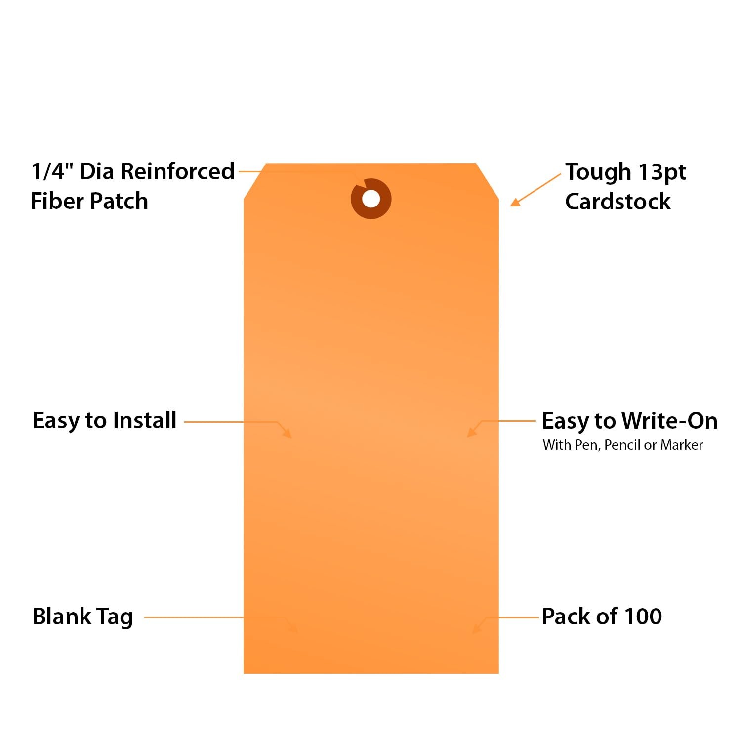 Fluorescent Orange Blank Tags with Pre-Punched Hole – 100-Pack, 6.25″ x 3.125…