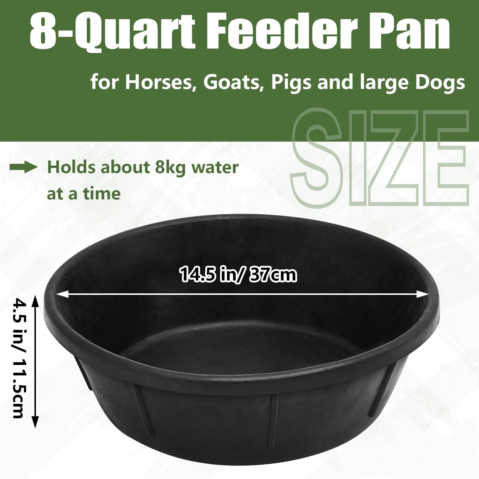 Sadnyy 5 Pcs Rubber Feeder Pan 8 Quart Rubber Feed Pan Large Utility Horse Fe…