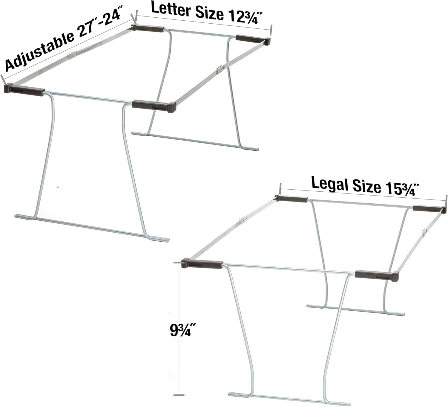 Universal Hanging File Frame, Letter and Legal Size, Rails 24 to 27, Steel, 1 Se