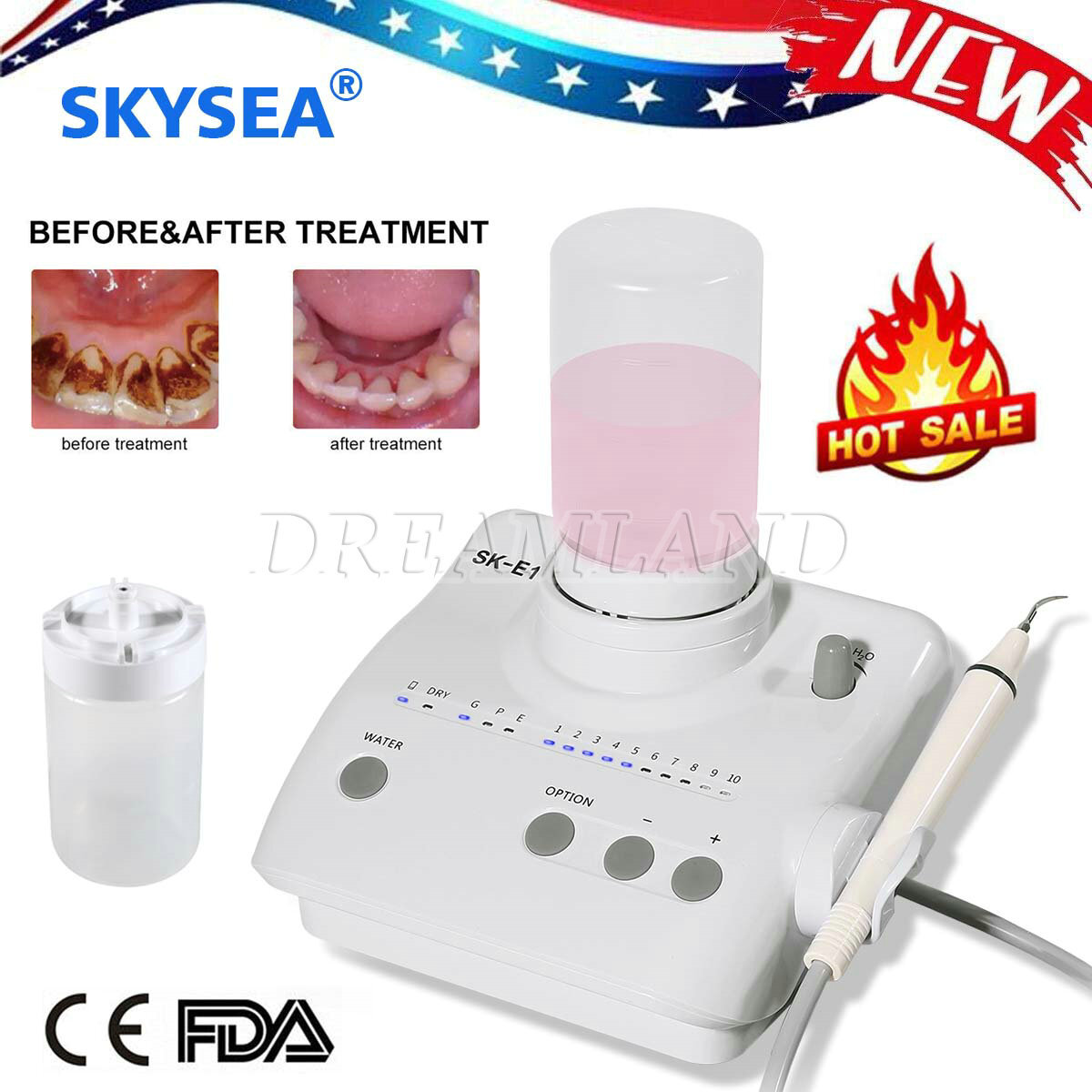 US! Cavitron Dental Ultrasonic Scaler fit EMS +Handpiece+Tips+2 Bottles SKE1 FDA