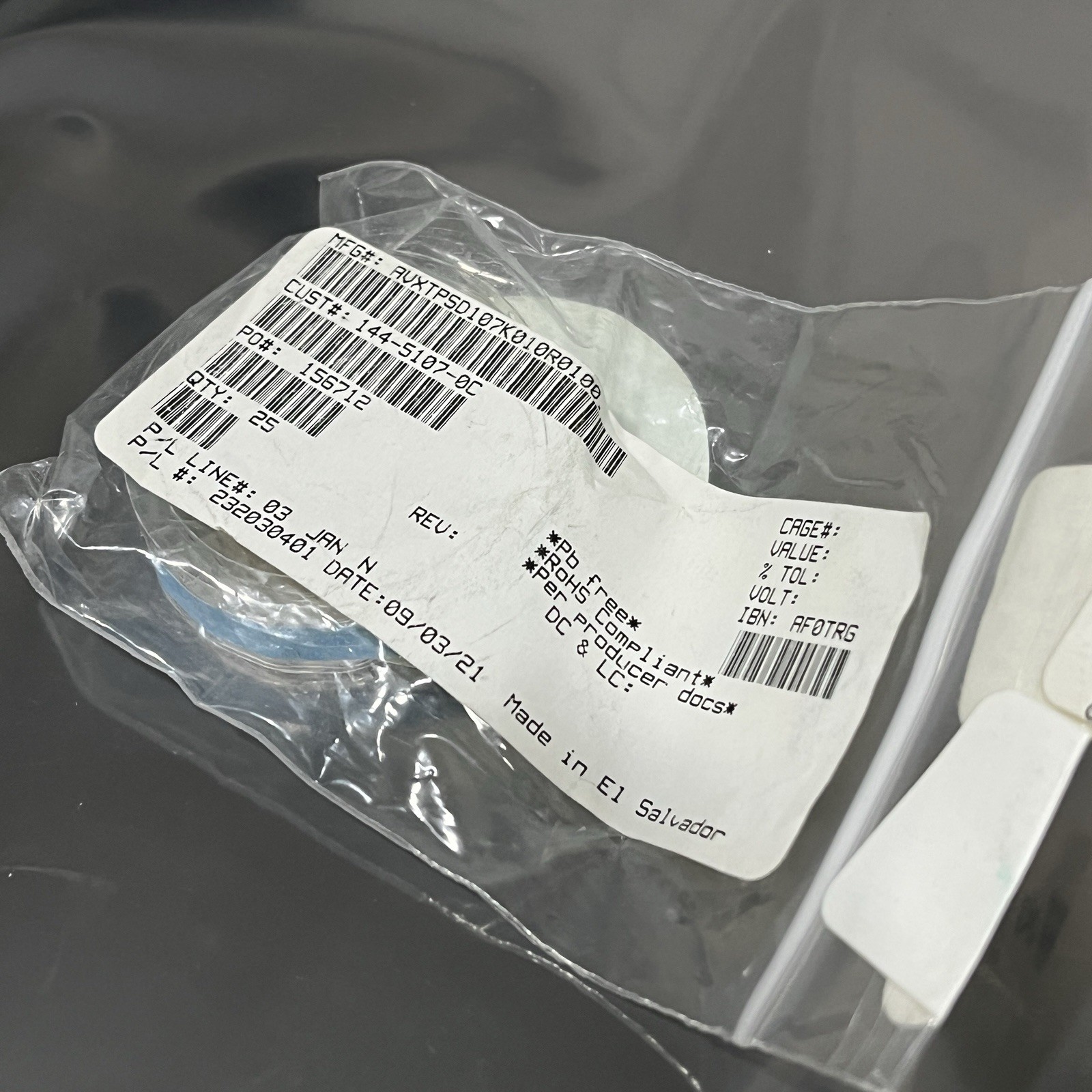 25PCS 100 µF Molded Tantalum Capacitors 10V 100mOhm, TPSD107K010R0100