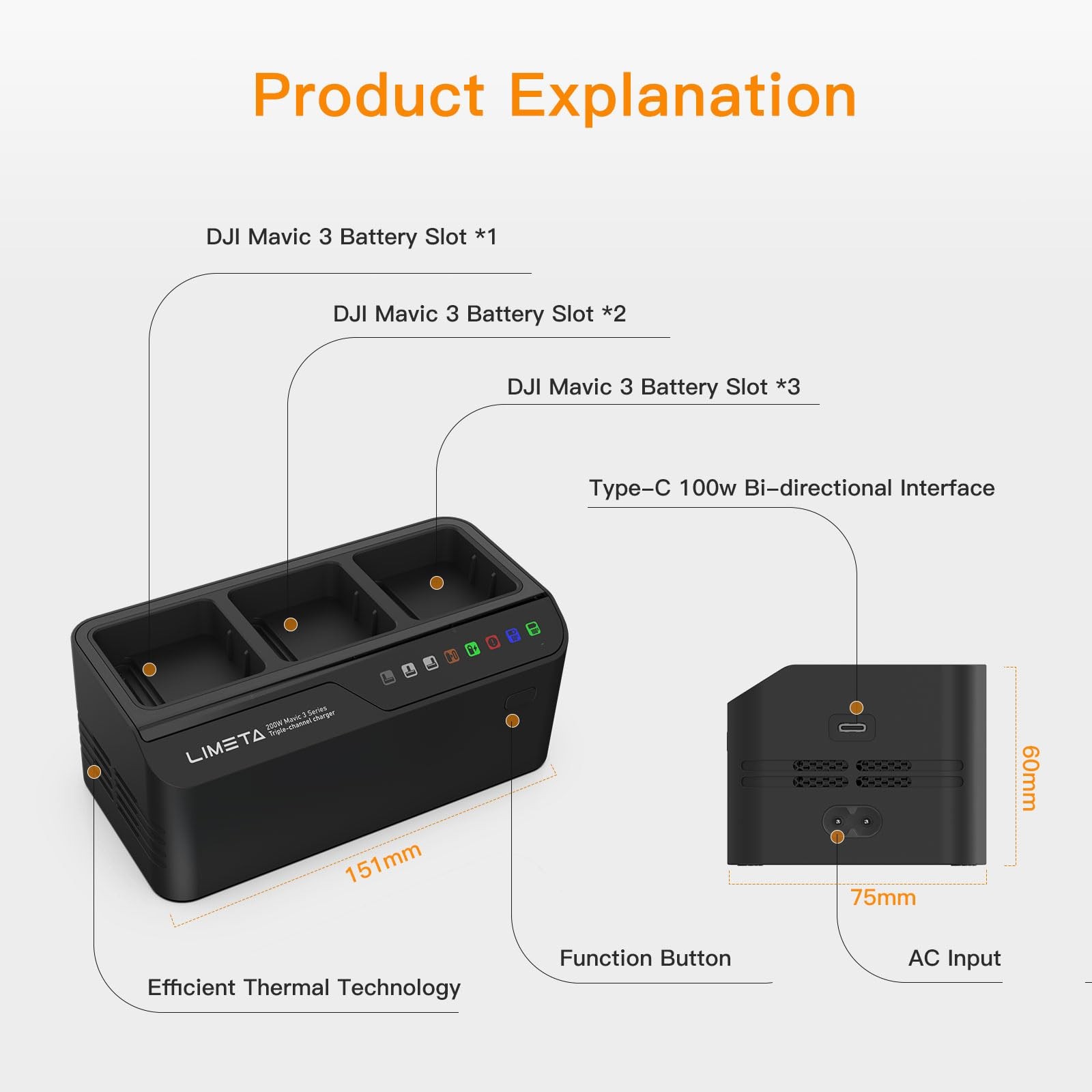 Limeta Mavic 3 Battery Charger For Dji Mavic 3 Pro Enterprise Classic Cine