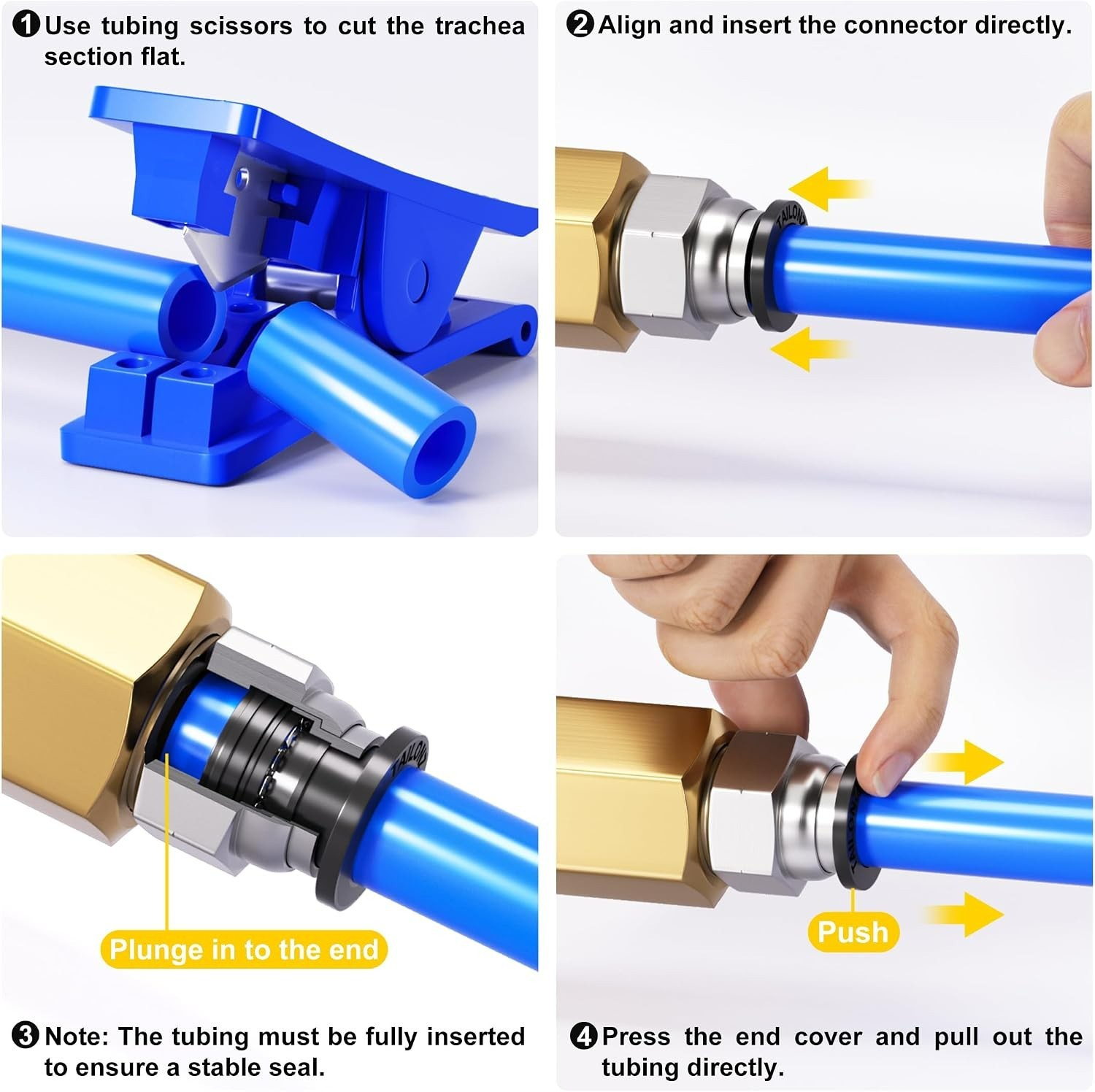 10 Male Straight Push Connect Fittings – 1/4″ OD & NPT – Copper/Plastic