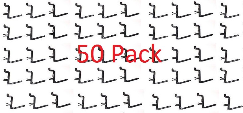 Plastic Black L Style Pegboard Hook Kit Tool – 50 Pack – PEGBOARD NOT INCLUDED