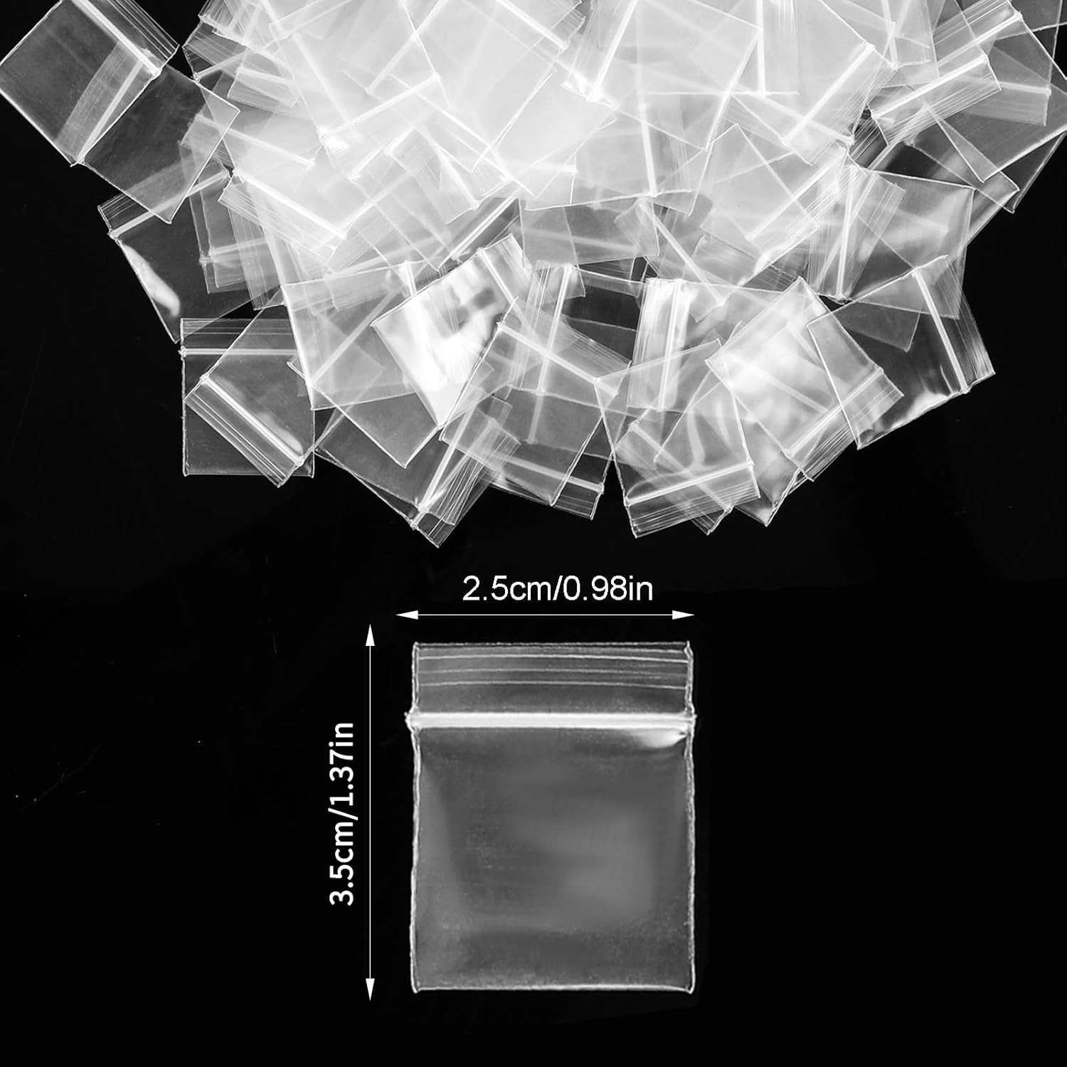 200Pcs 1″X1″ 4 Mil Mini Plastic Bags, Transparent Small Zip Bags Resealable Clea