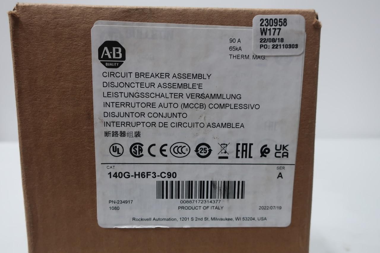 Allen Bradley 140G-H6F3-C90 Molded Case Circuit Breaker 3p 90a 240/480/600v-ac