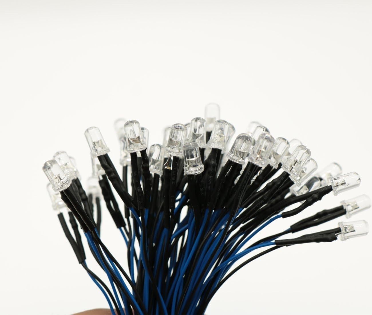 50PCS Ultra Bright 12v Pre Wired LED Diodes Light -Blue