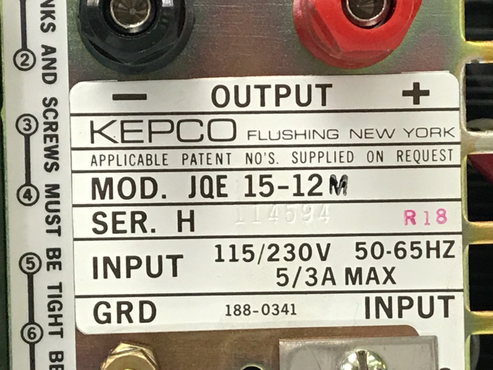 NEW KEPCO JQE 15-12M 0-15V 0-12A POWER SUPPLY JQE15-12M