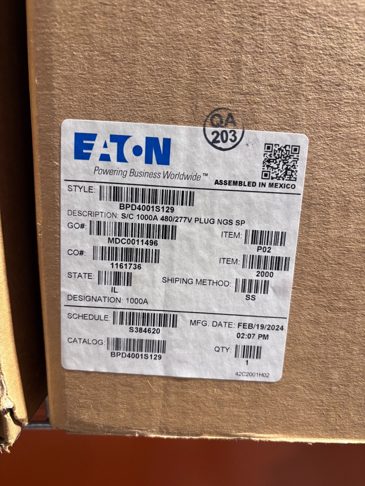 Eaton S/C 1000A 480/277V PLUG NGS SP