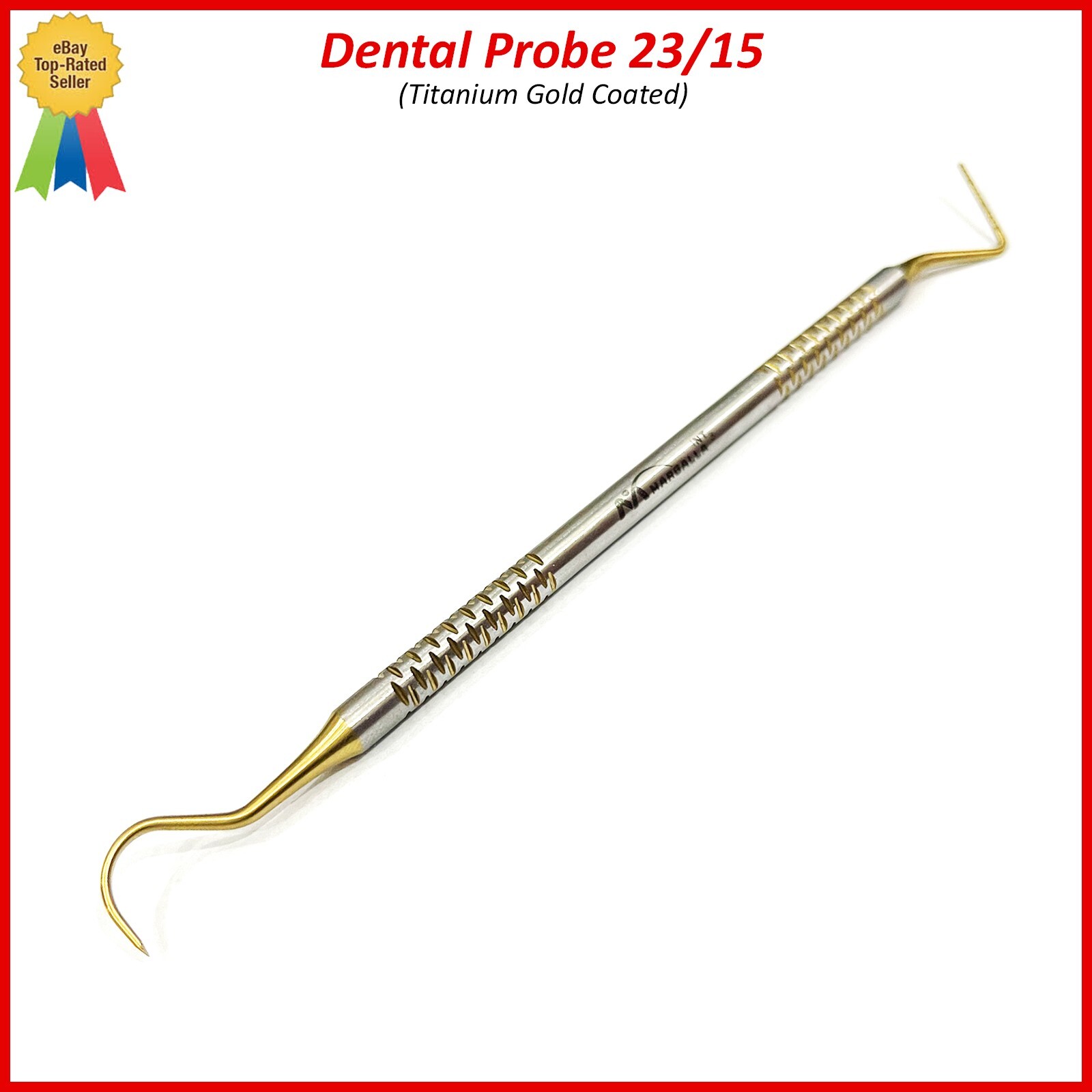 2Pcs New Dental Explorer-Probe 23/15UNC High Quality Titanium Gold Coated
