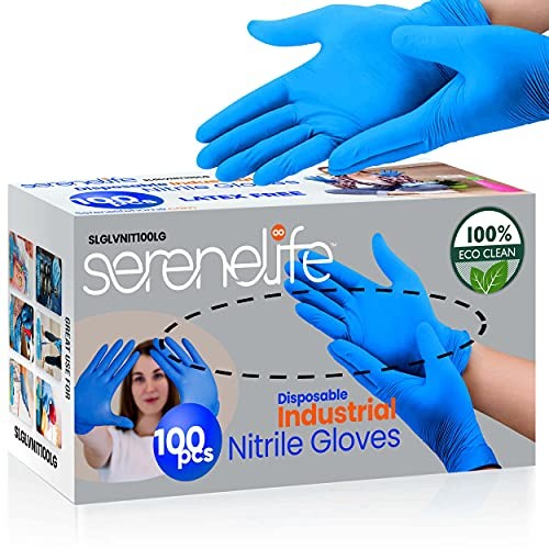 SereneLife SLGLVNIT100LG 100 Pcs Nitrile Disposable Gloves