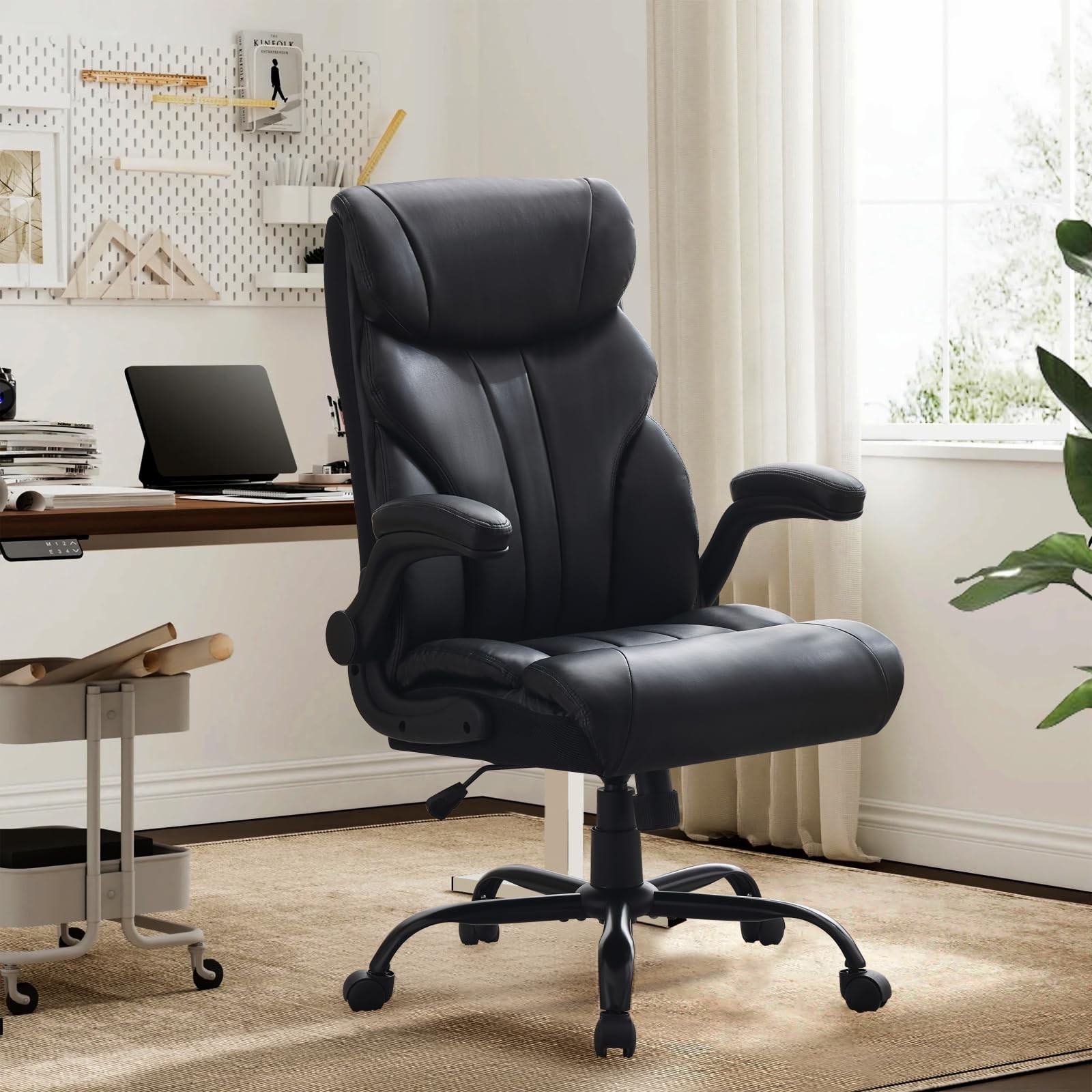 🚩Wide Ergonomic Computer Chair with Footrest, 500lbs Big and Tall Office Chair