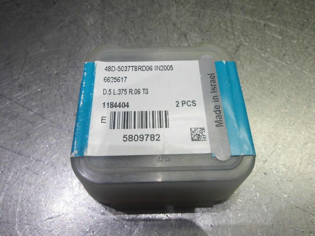Ingersoll T08 1/2″ 6 Flute Carbide CR Endmill Head QTY2 48D-5037T8RD06 IN2005 (L