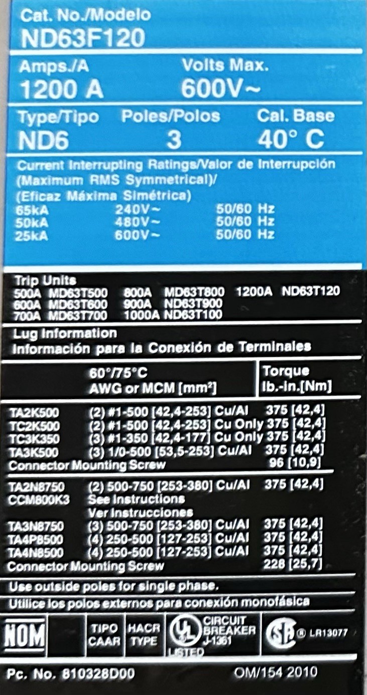 ND63F120 AMP TRIP UNIT
