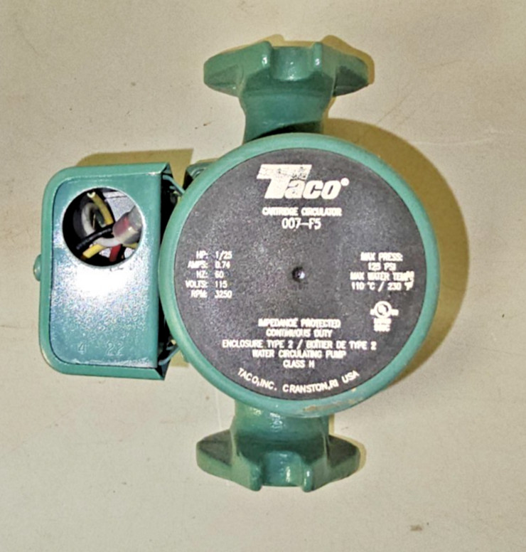 Taco 007-F5 Cast Iron Circulator, 1/25 HP (DEFECTIVE, PARTS ONLY)