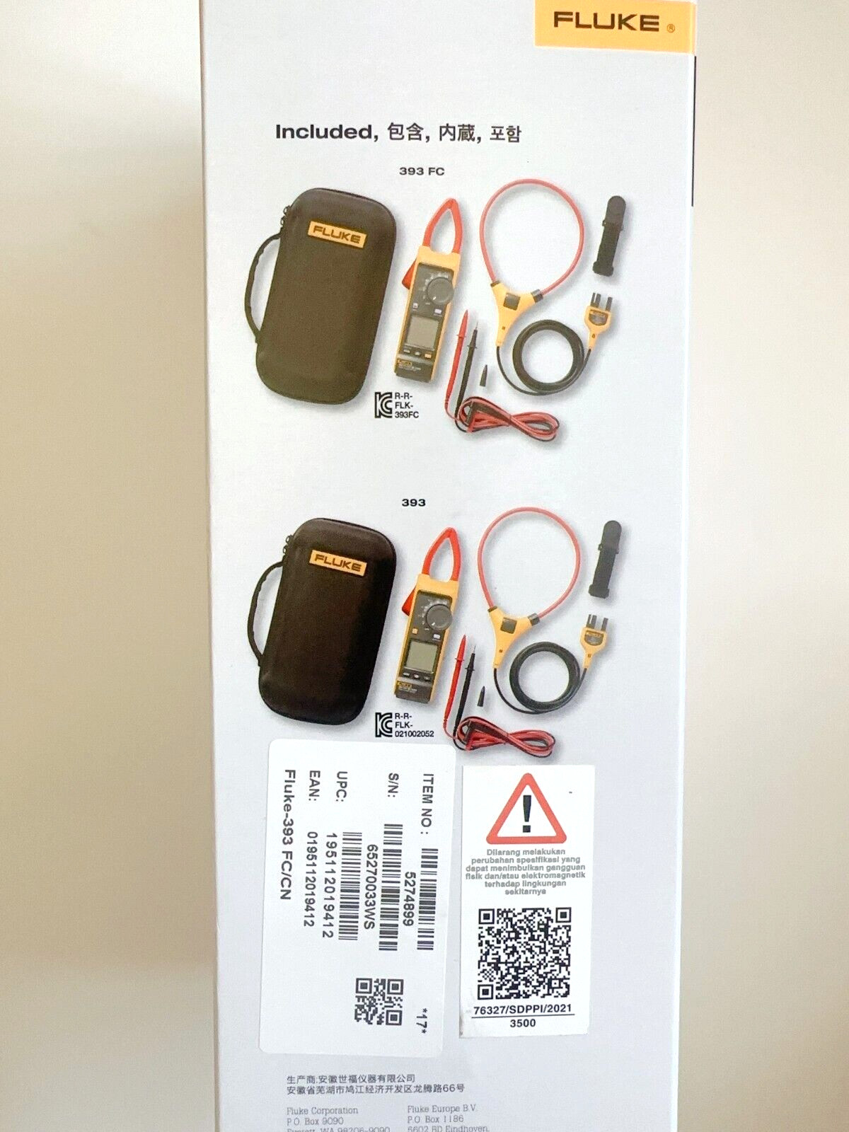 Fluke 393 FC CAT III 1500 V True-rms Clamp Meter with iFlex DC Power Solar IP54