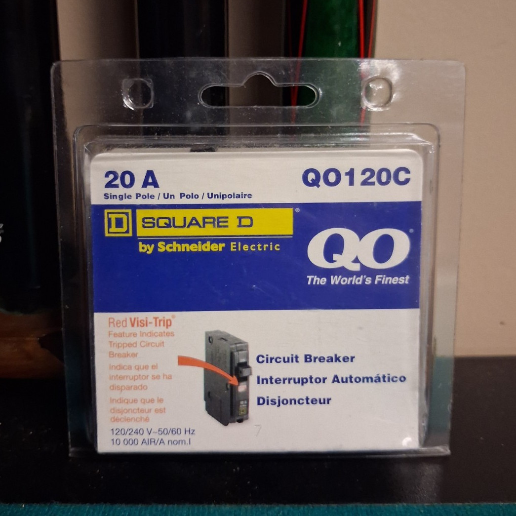 Square D QO120C 20A 1-Pole Plug-On Circuit Breaker 120/240V Trip Ind Type C