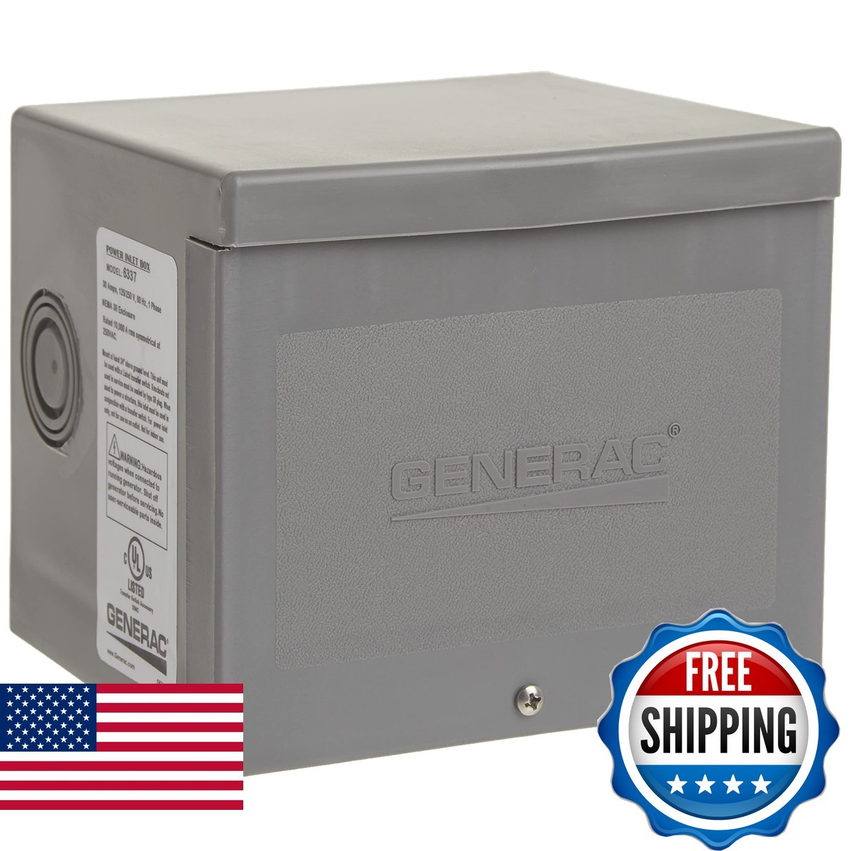 Generac 6337 30-Amp 125/250V Raintight Power Inlet Box for Outdoor Generator