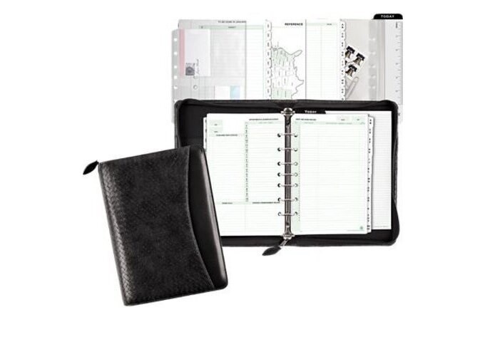 Mead Woven Starter Set, Undated, 7 Ring, Desk Size, 5-1/2 x 8-1/2″, Black, 40671