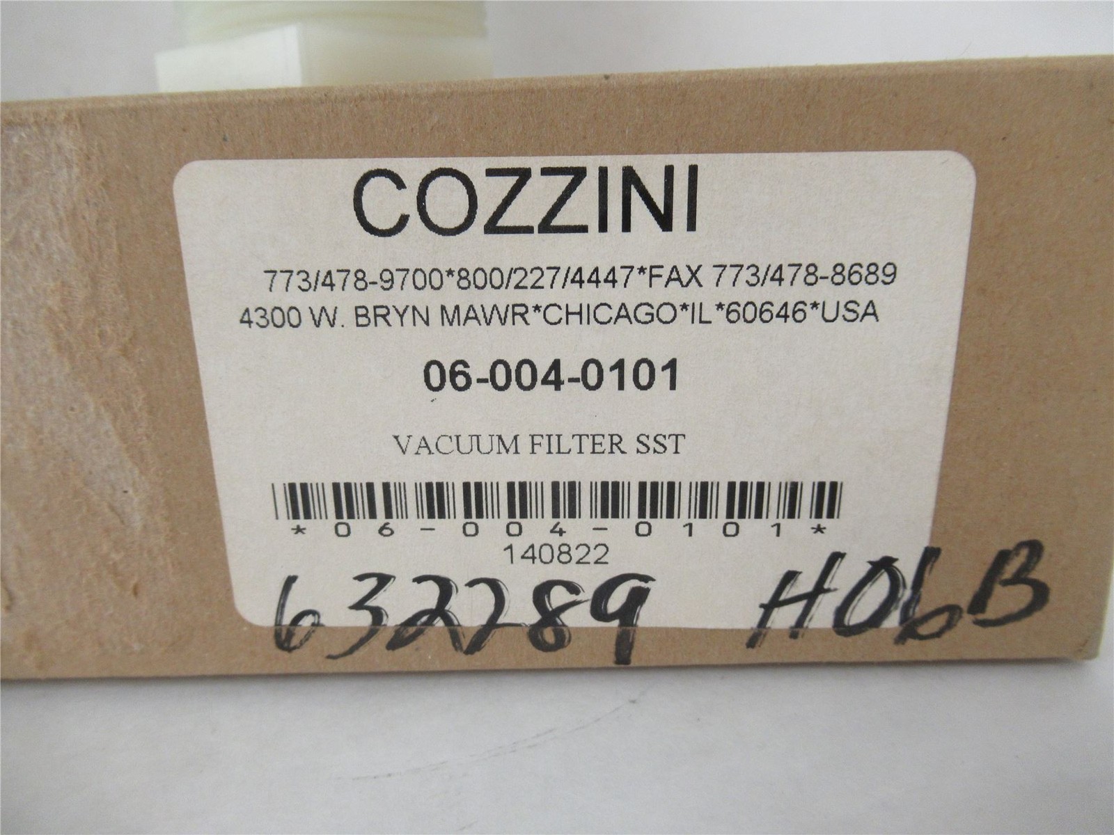 252381 New In Box; Cozzini 06-004-0101 Vacuum Filter SST