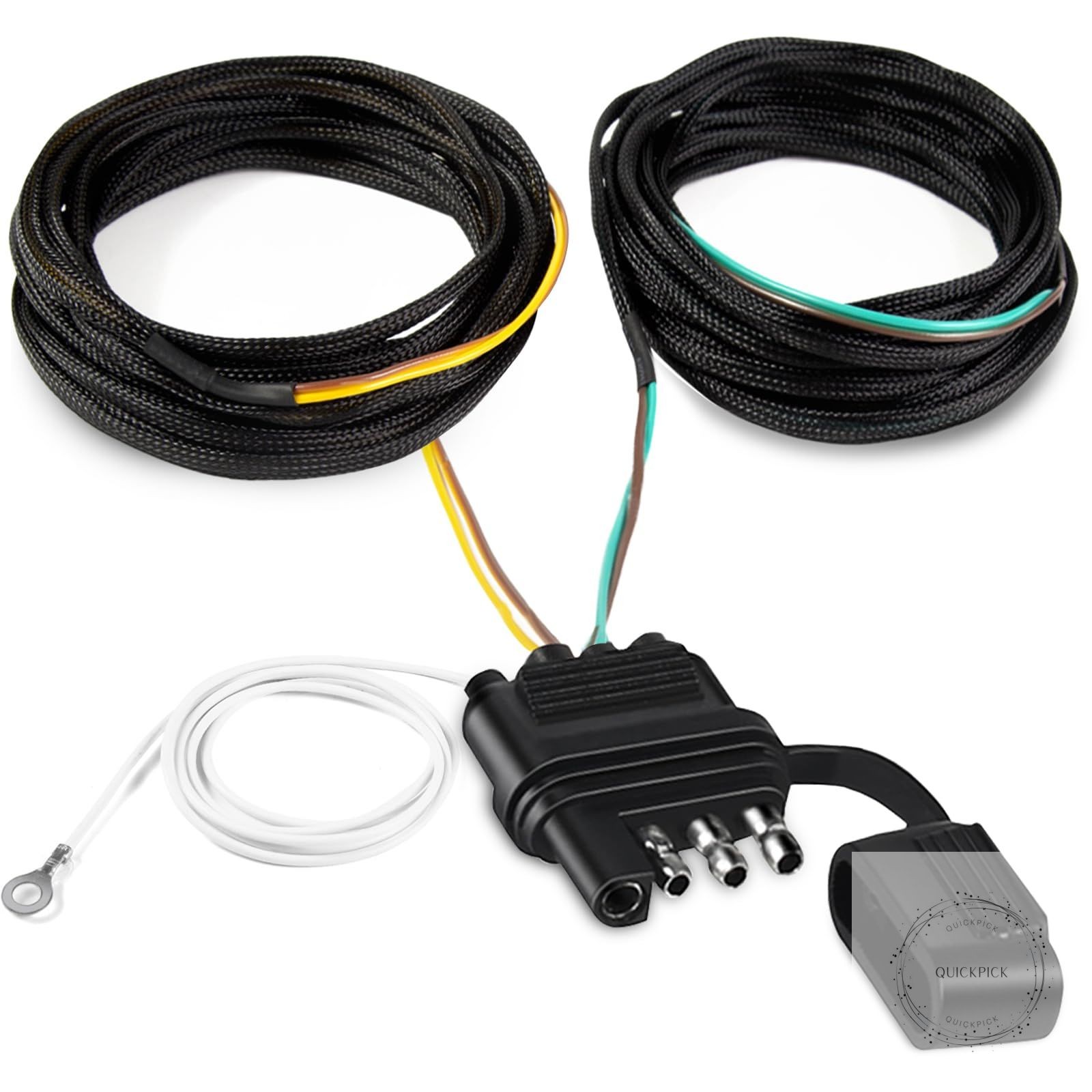 22FT 4 Pin 5 Wire Trailer Wiring Harness Protected by Nylon Net Tube Utility Pur