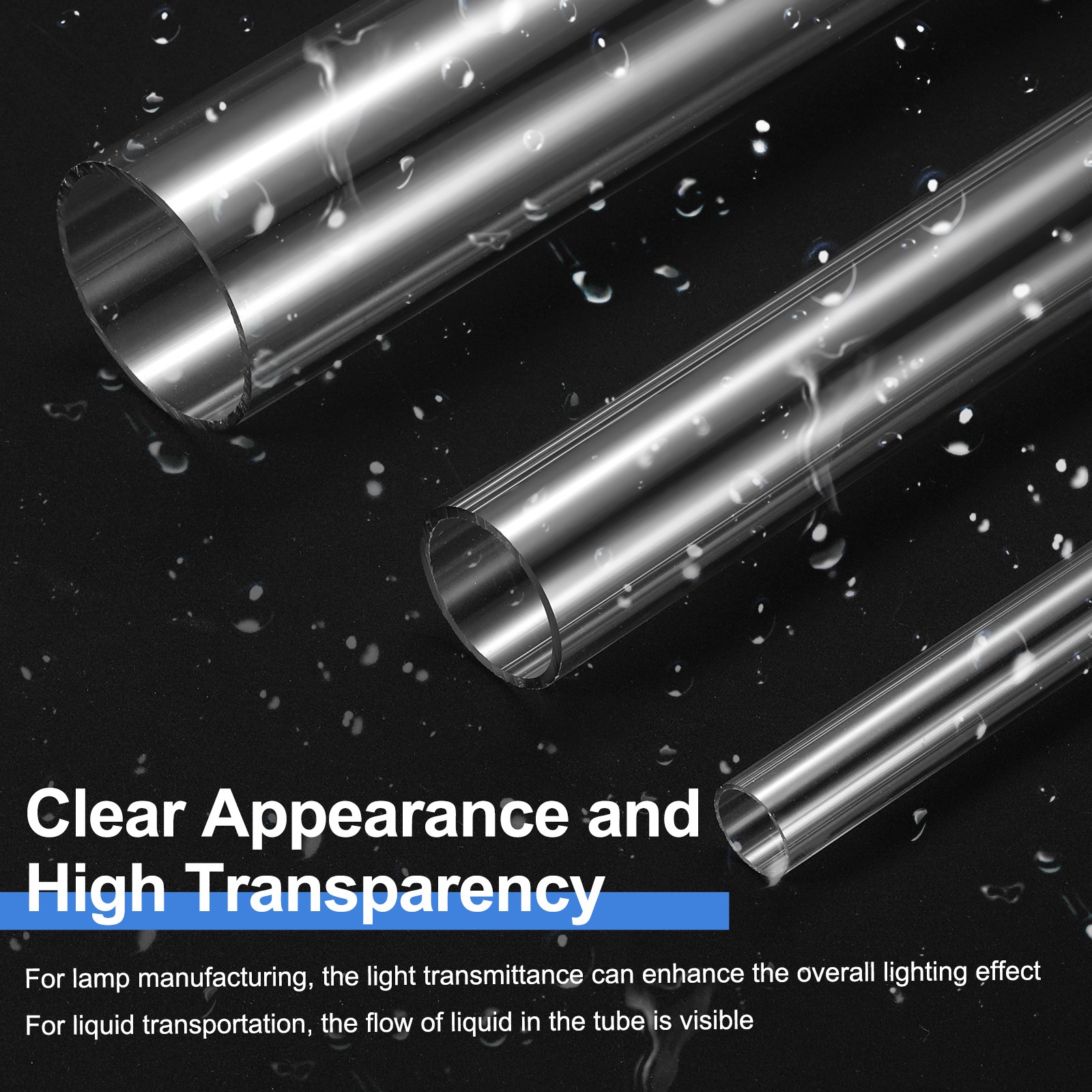 Clear Rigid Acrylic Pipe 40mm ID x 45mm OD 10″ Round Clear Plastic Tube