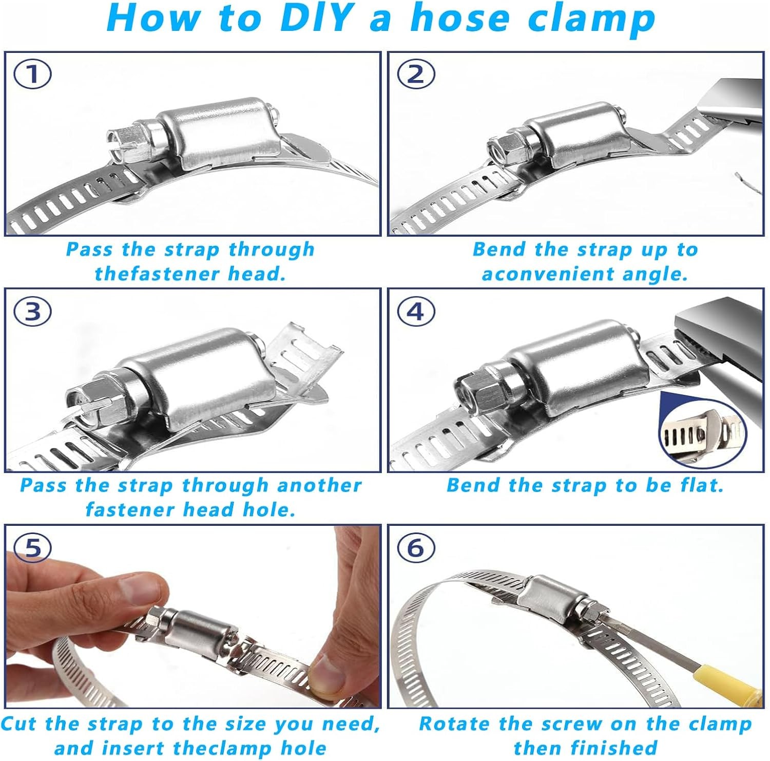304 Stainless Steel Hose Clamp Assortment Kit DIY, Cut-To-Fit 12 FT Silver
