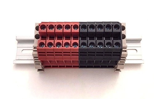 Dinkle Assembly DK6N Red/Black 10 Gang Box Connector DIN Rail Terminal Blocks,