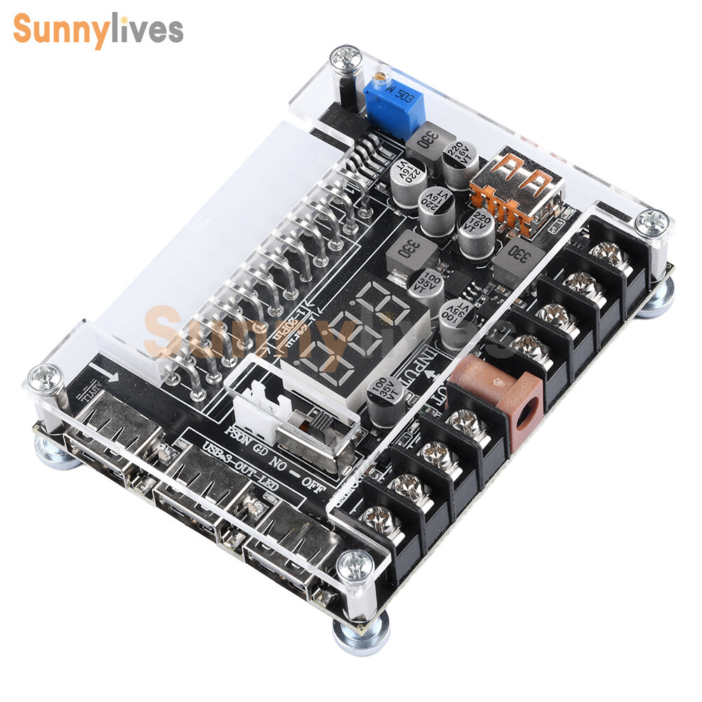 20Pin 24Pin ATX Power Supply Breakout Board Adjustable Voltage Module + Case DIY