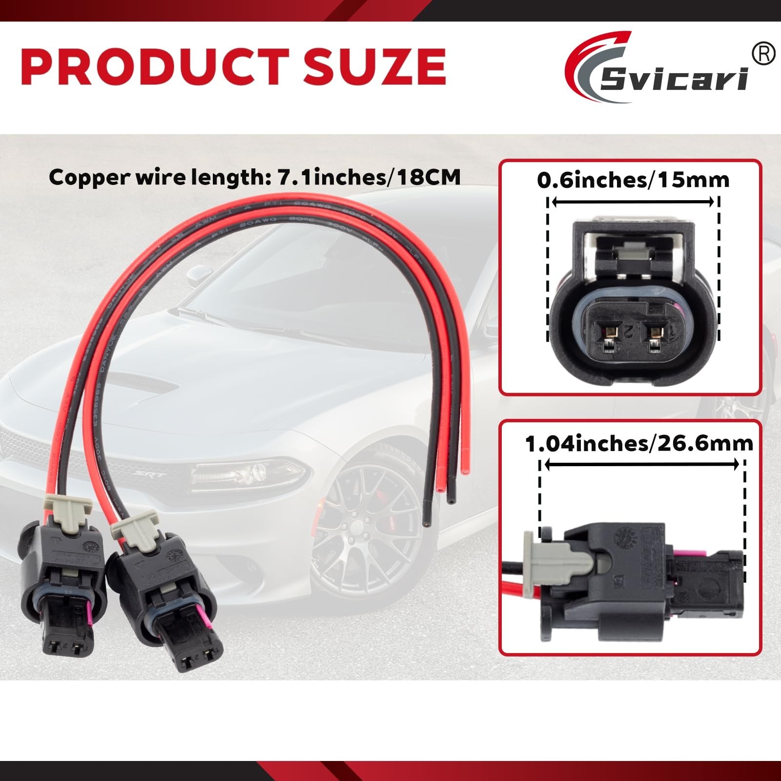 Side Marker Lights Pigtail Connector Wire Harness Fit Dodge Charger 2015-2023