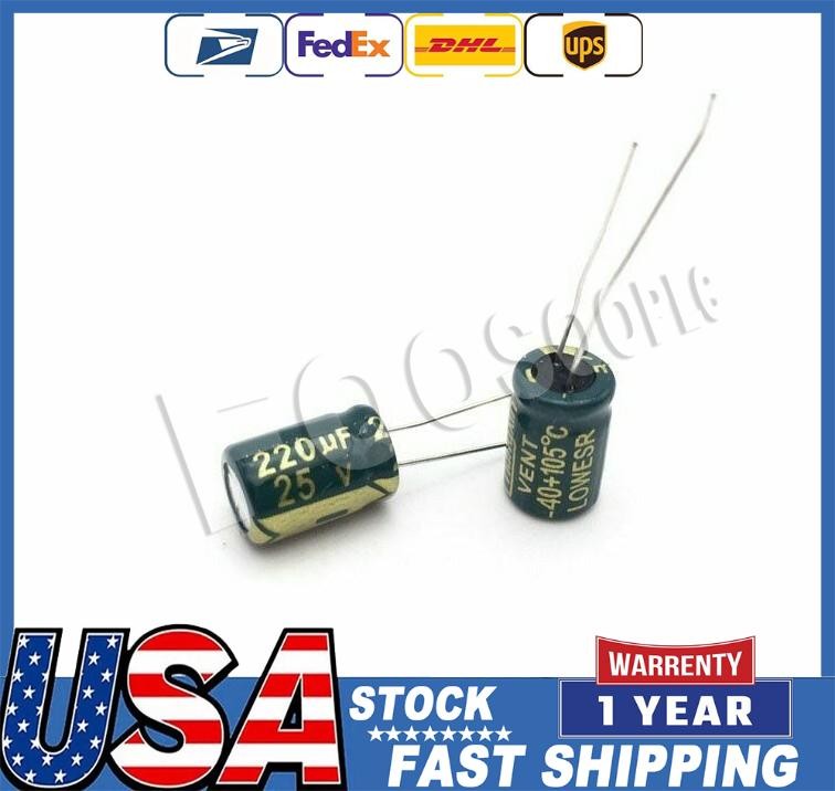 10 pcs 220uf 25v 105c radial electrolytic capacitors USA SHIPPING/SOLD
