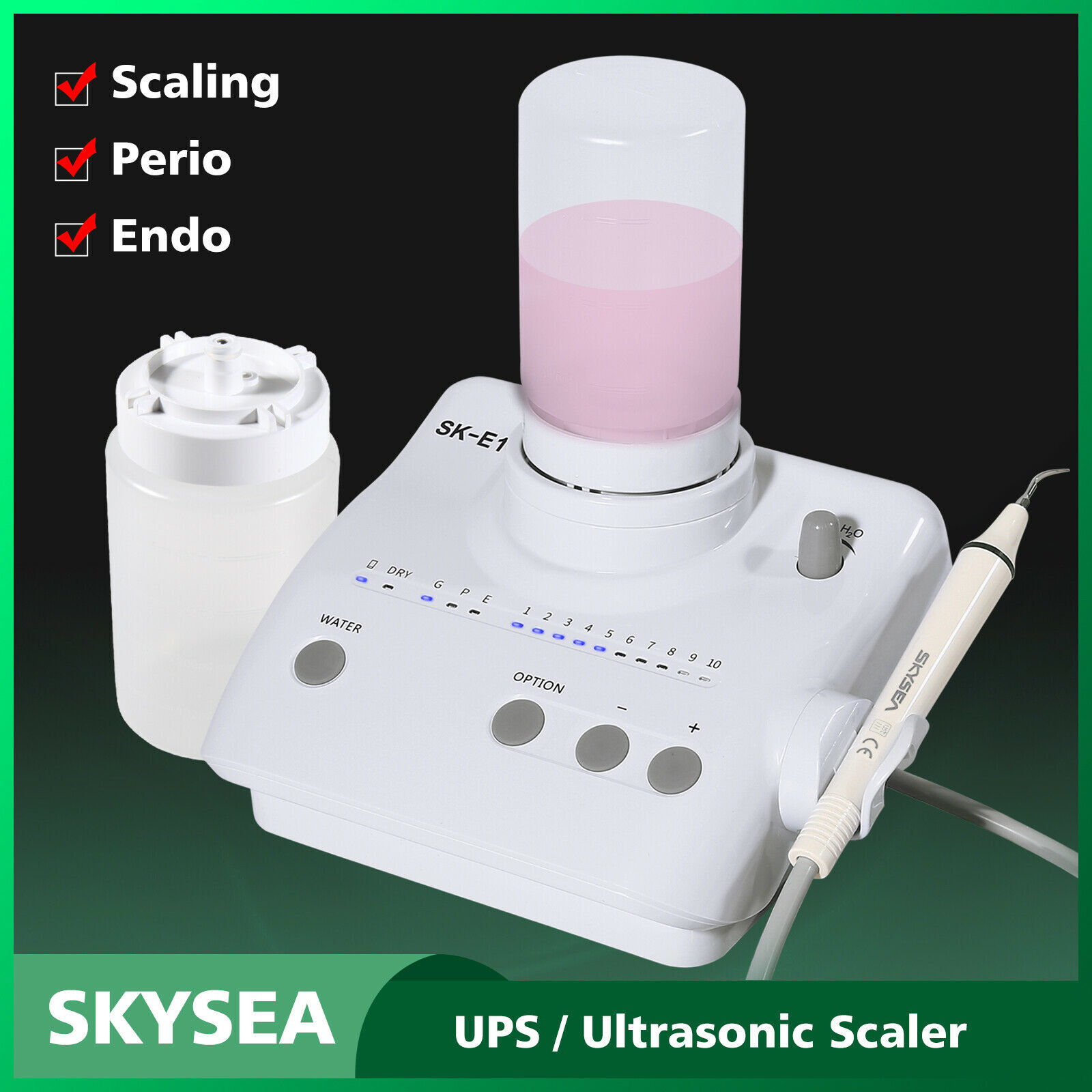 Dental Scaler Ultrasonic Piezo & 2*Bottles fit EMS Woodpcker Handpiece tips xm.