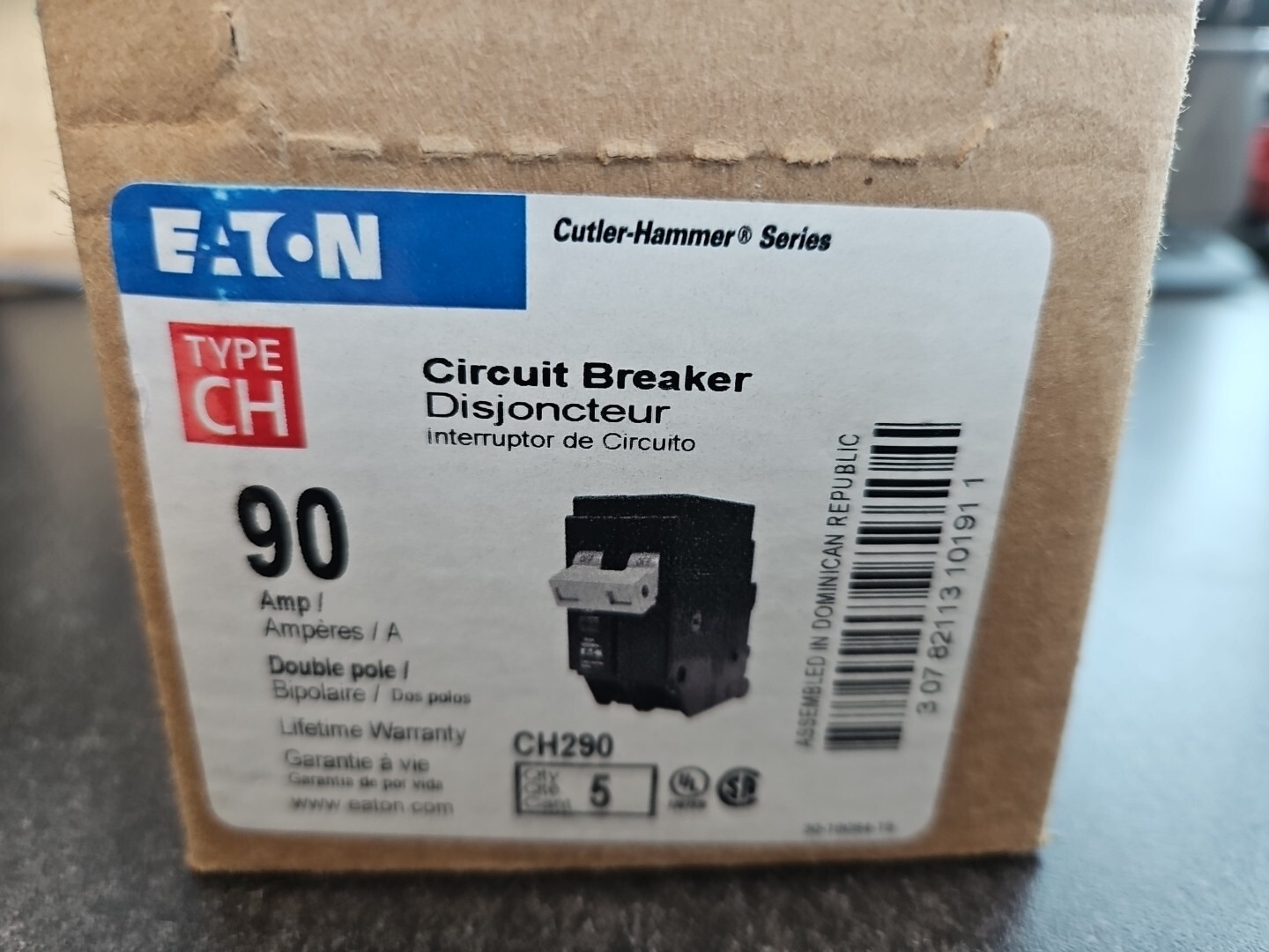 Eaton CH290 Type CH 90A 2P Circuit Breaker NEW