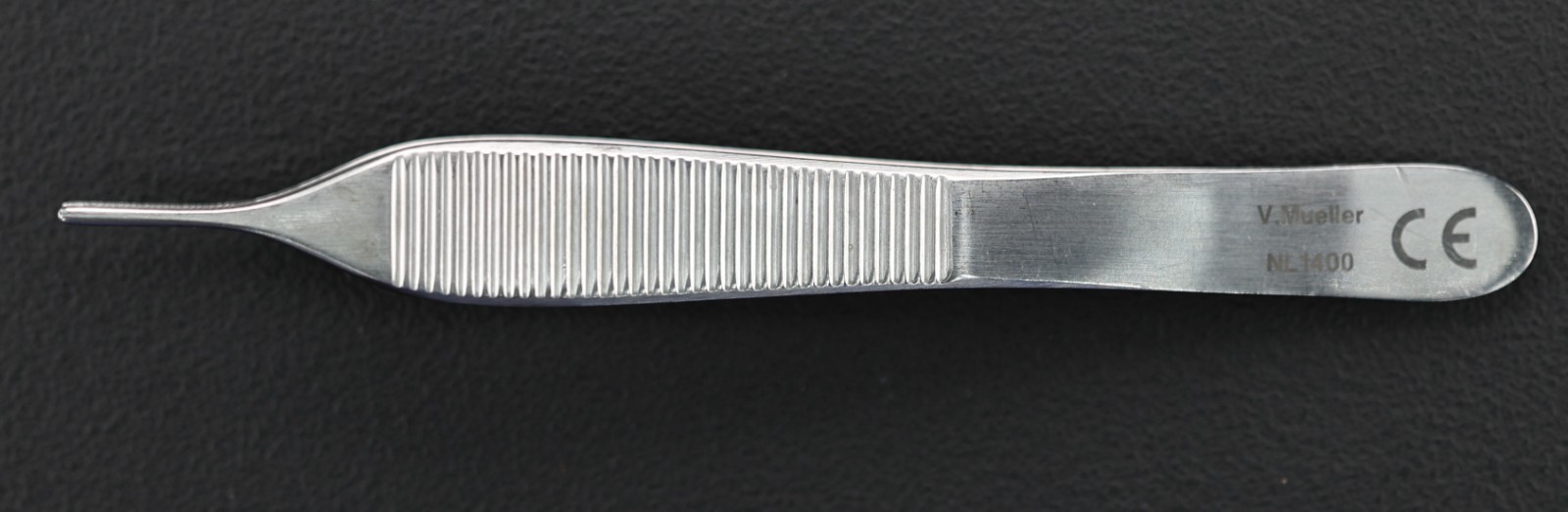 V Mueller NL1400 Adson Forceps, 1×2 Teeth, Serrated, Delicate, 4.75″